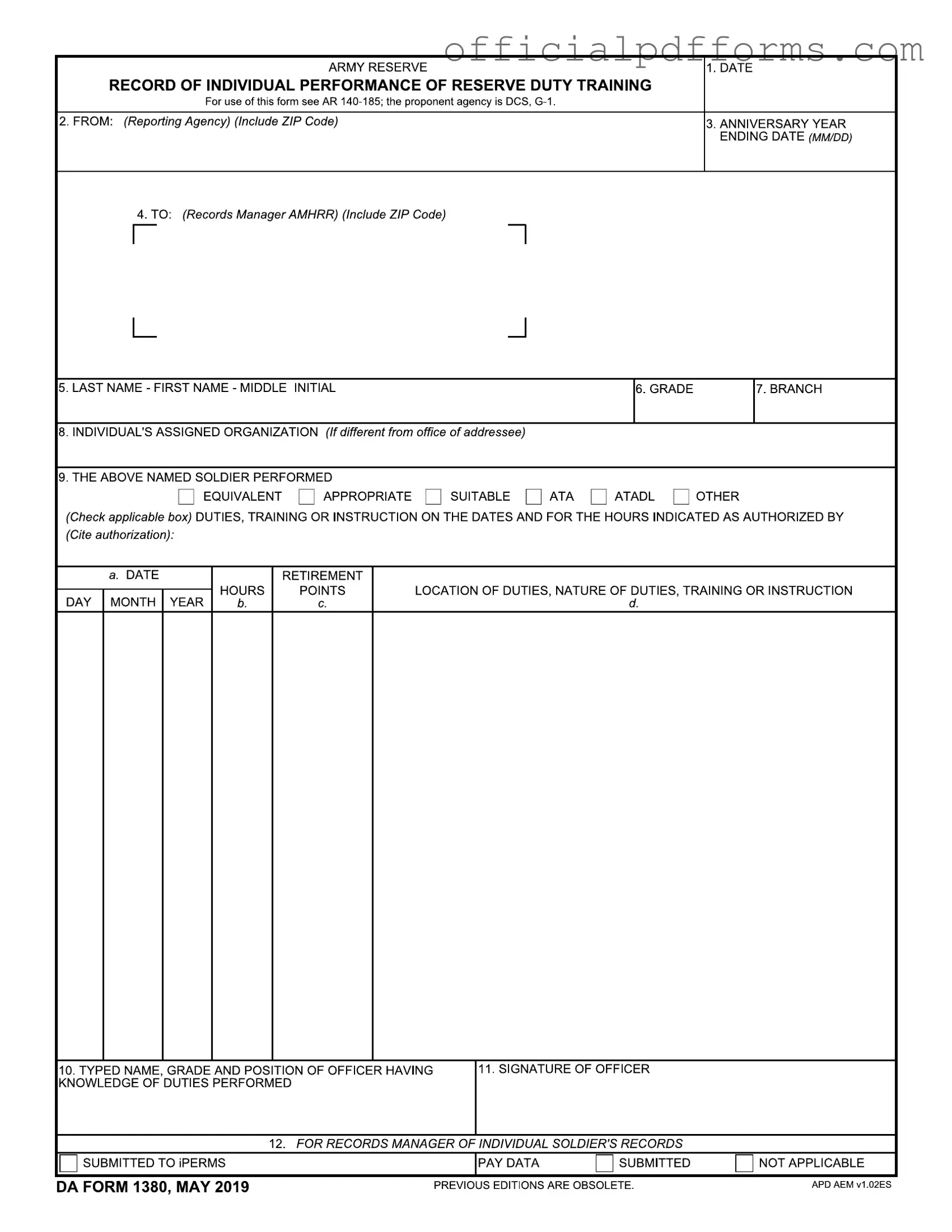 Fill in a Valid Da 1380 Form