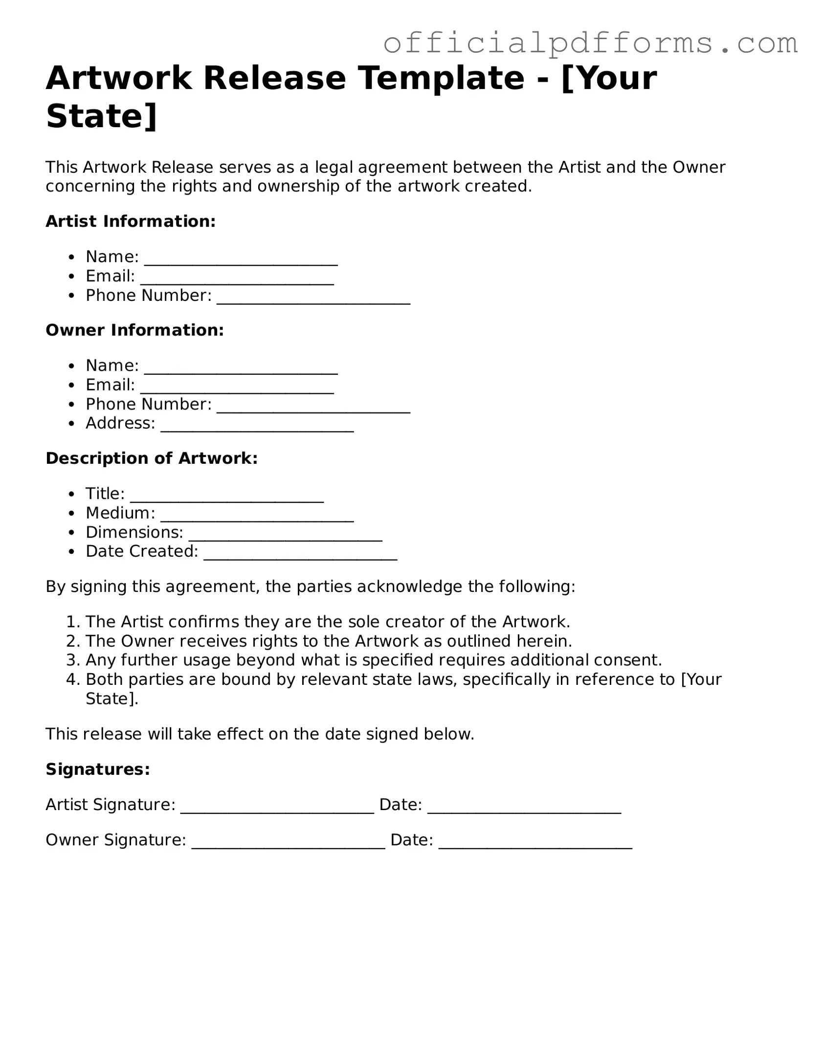 Valid Artwork Release Document