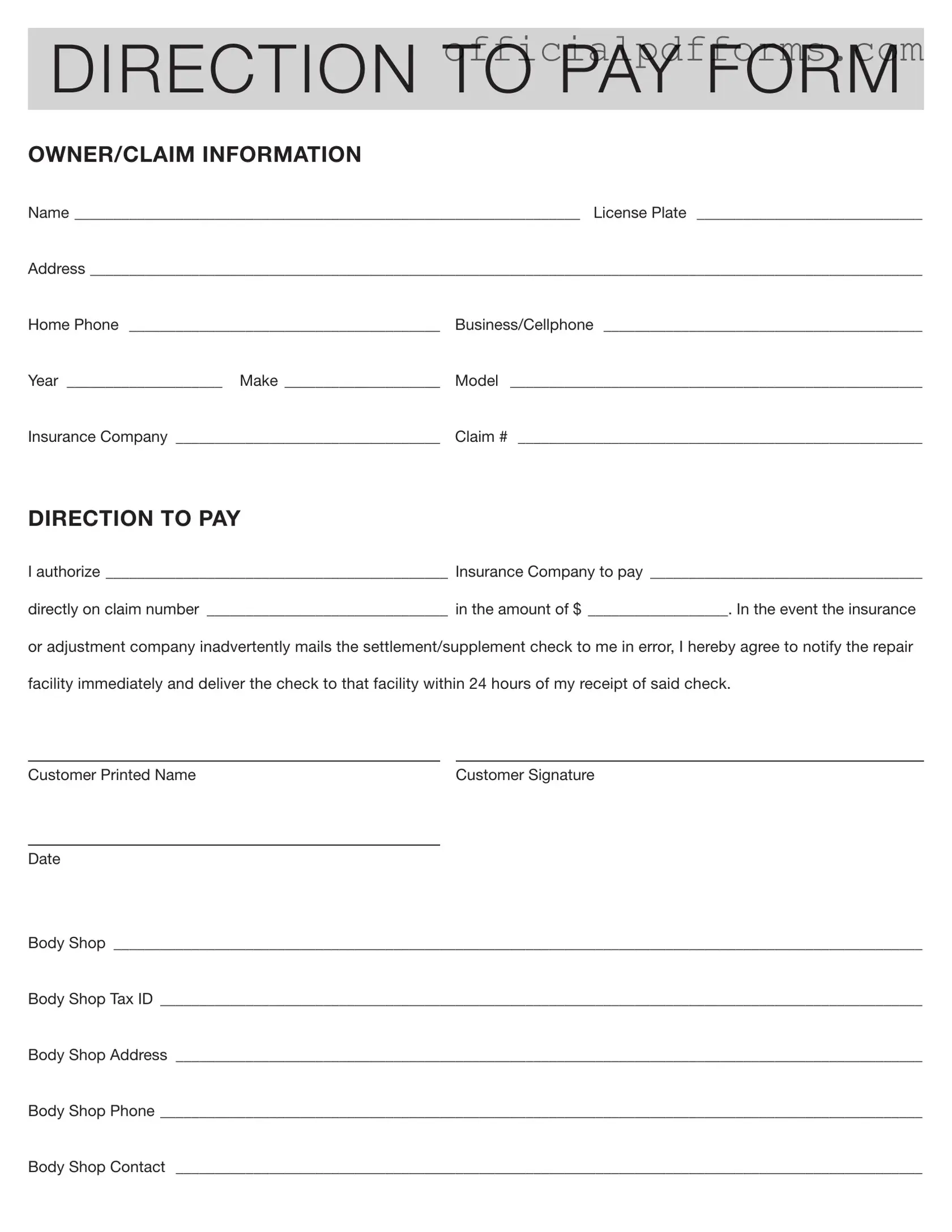 Fill in a Valid Authorization And Direction Pay Form