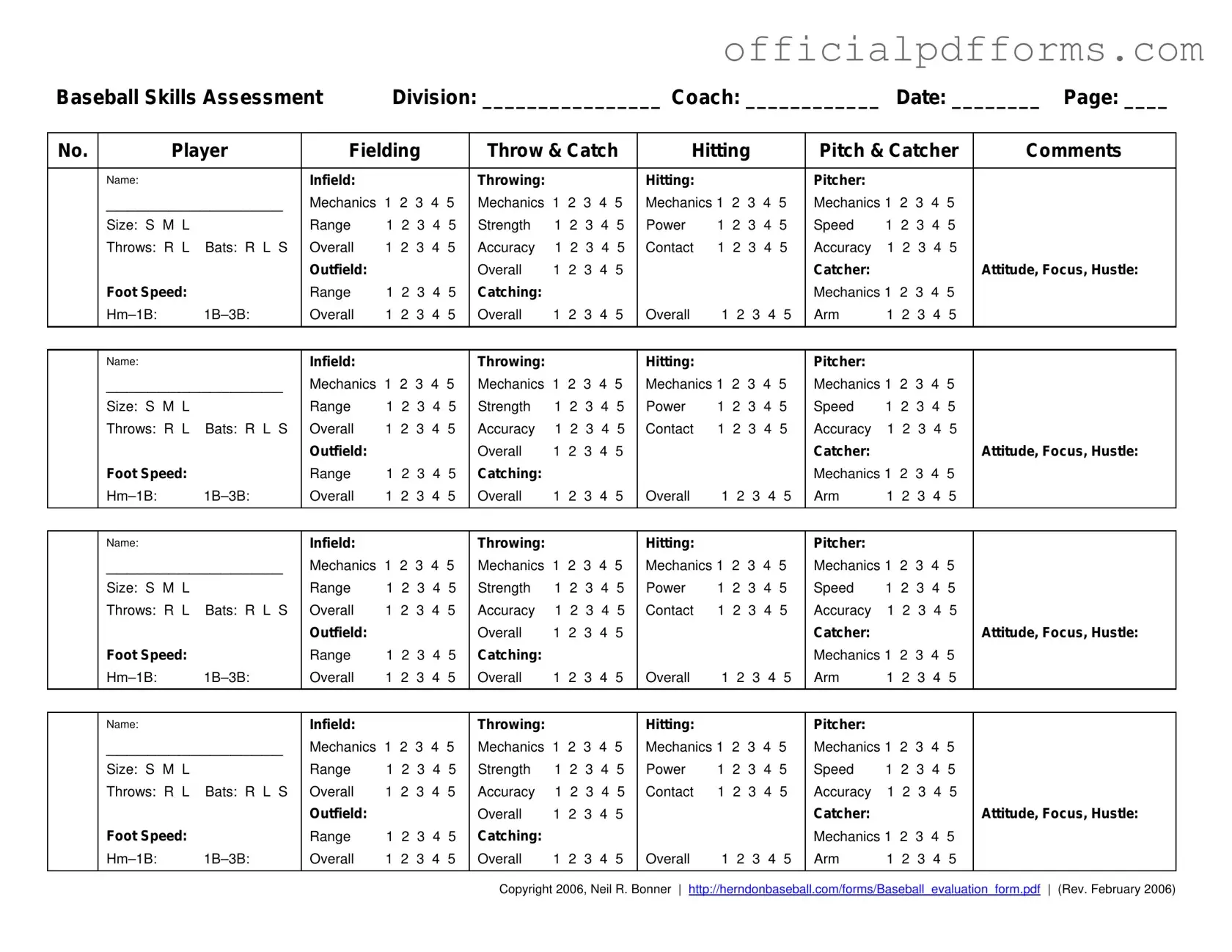 Fill in a Valid Baseball Assessment Form