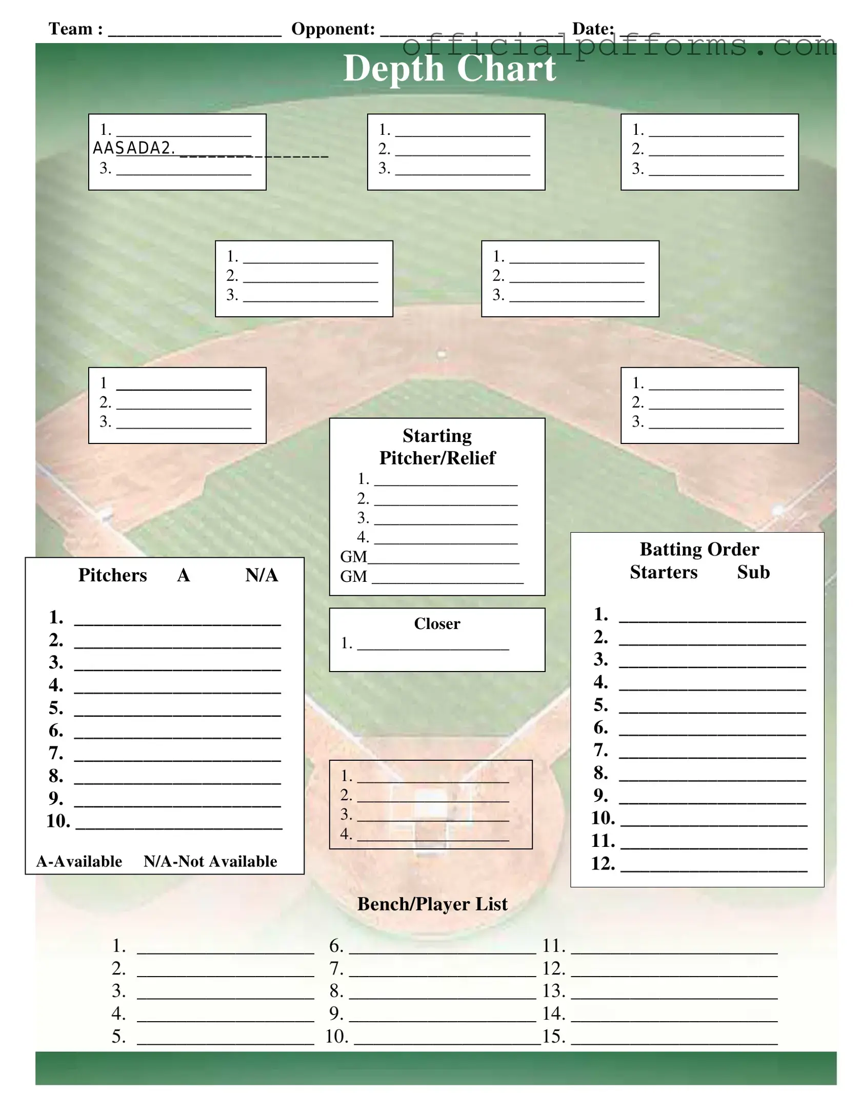 Fill in a Valid Baseball Field Lineup Form