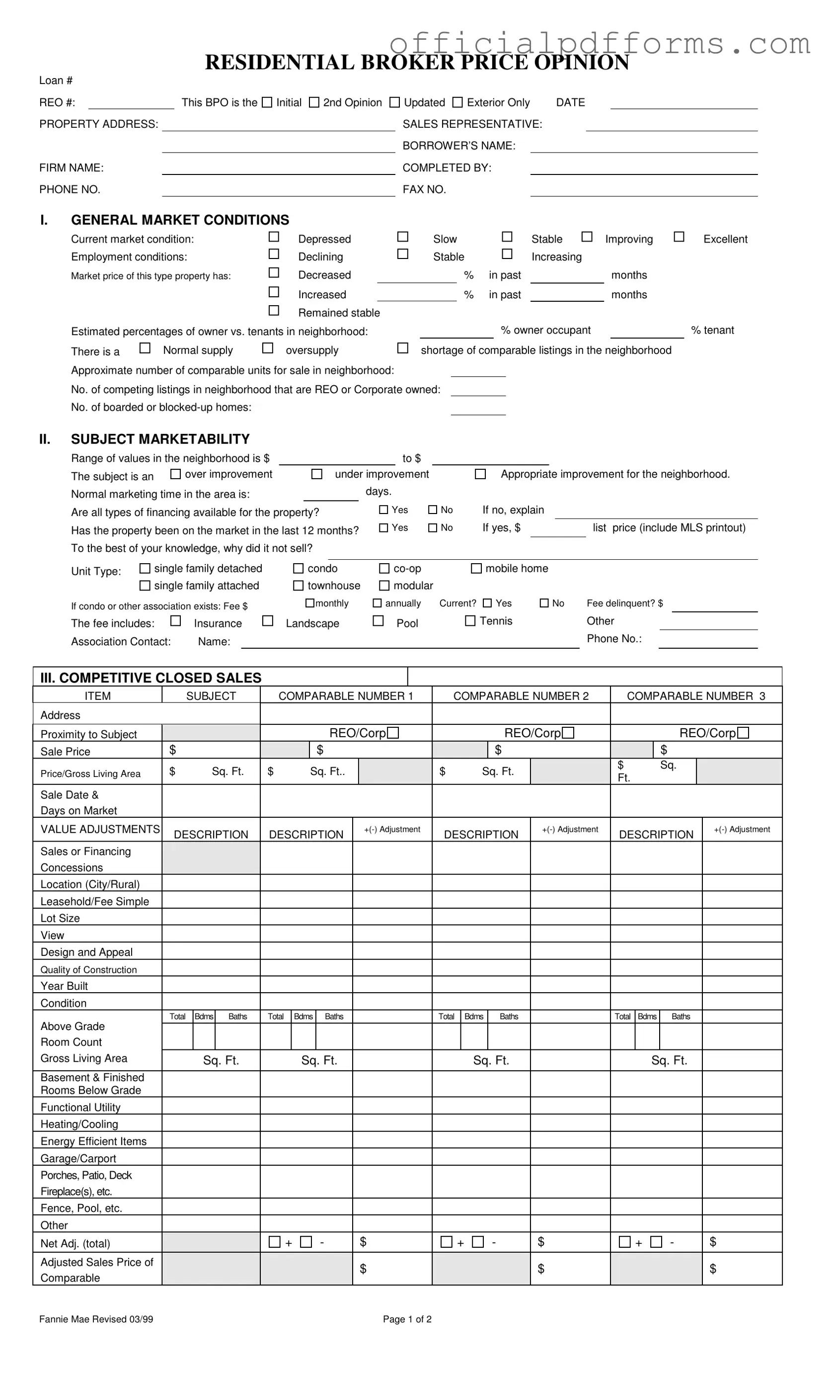 Fill in a Valid Broker Price Opinion Form