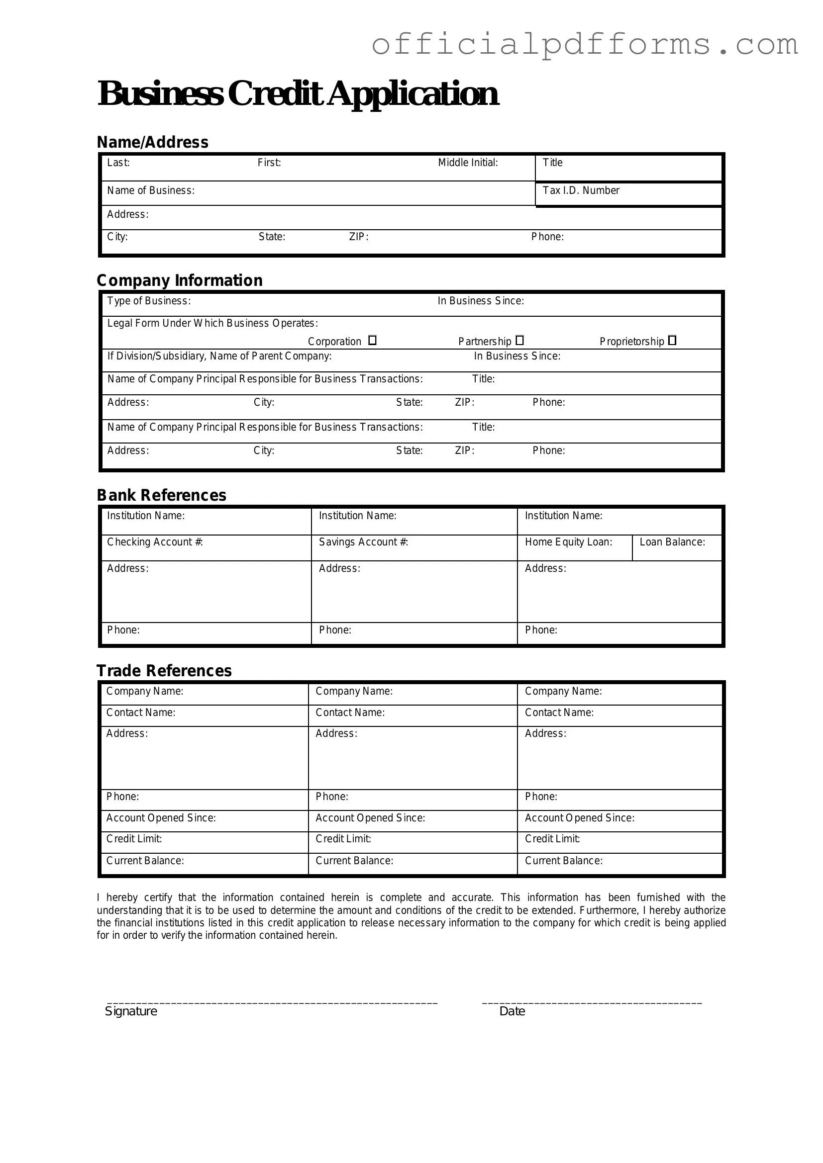 Fill in a Valid Business Credit Application Form