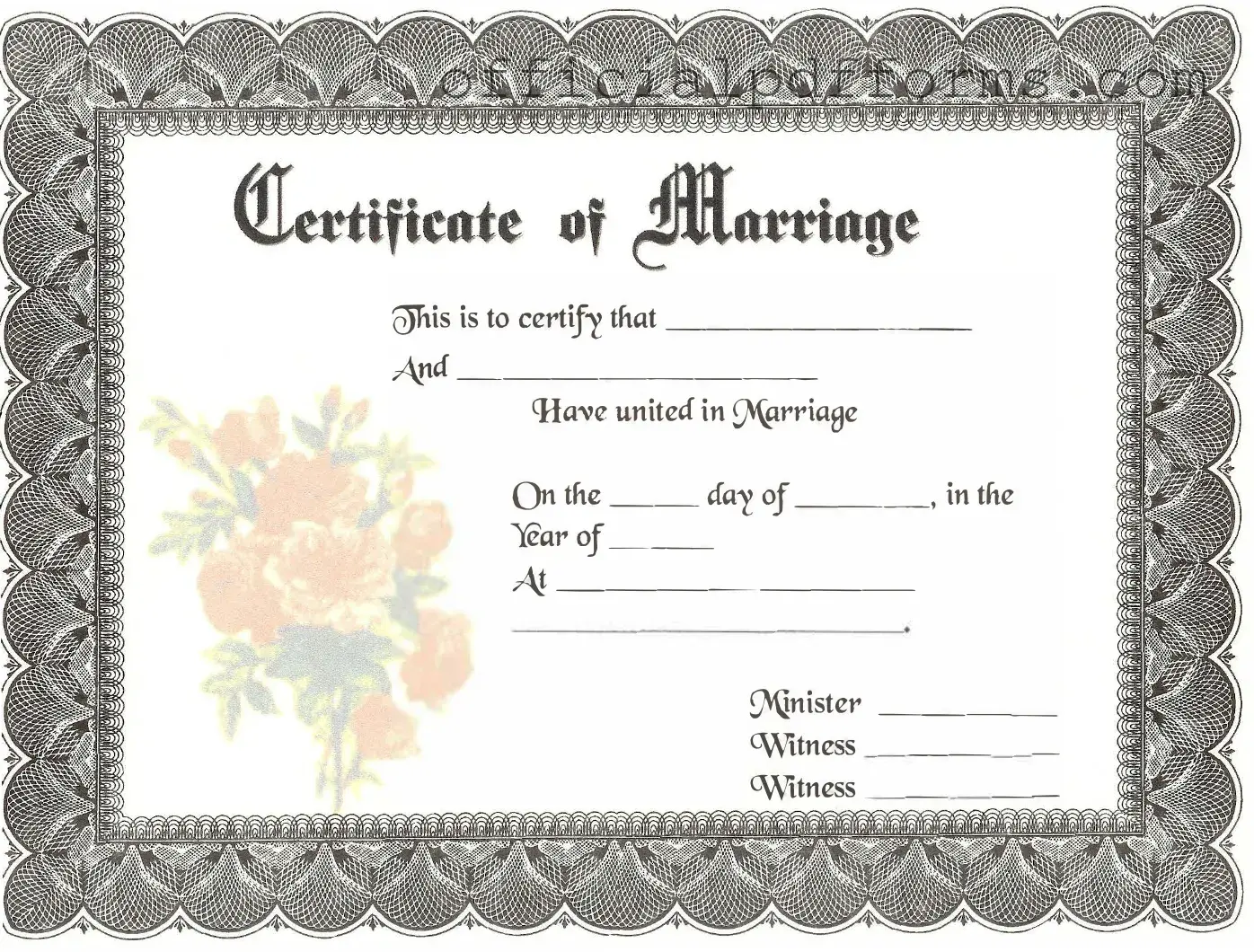 Fill in a Valid Marriage Certificate Form