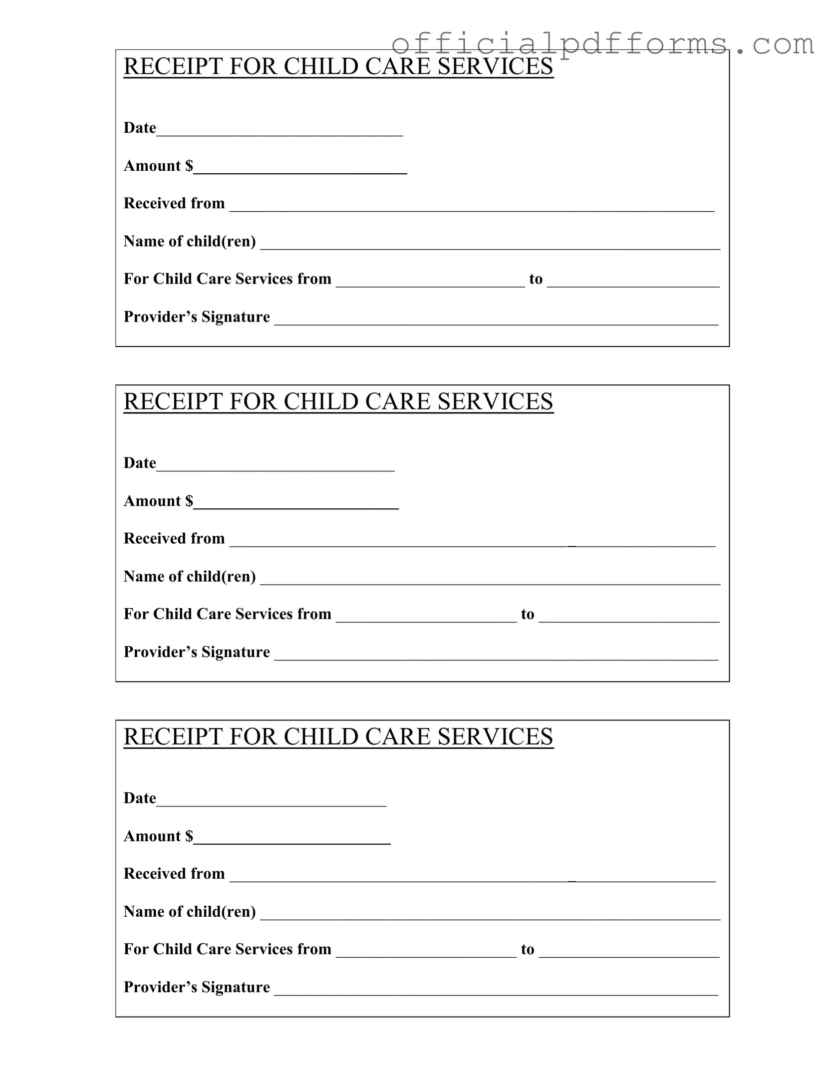 Fill in a Valid Childcare Receipt Form