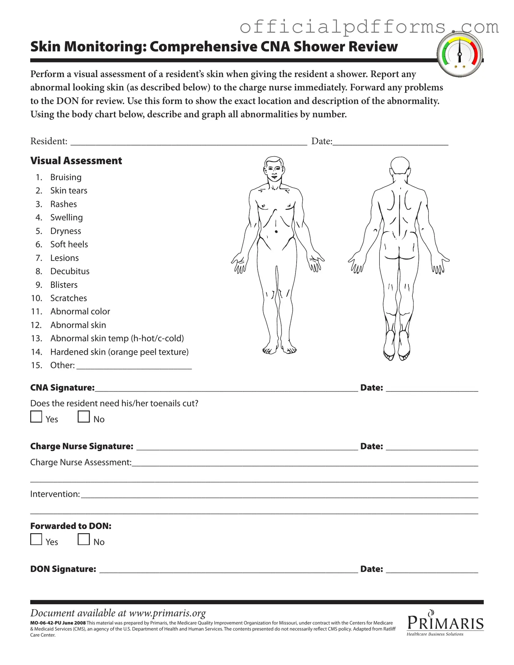 Fill in a Valid Cna Shower Sheets Form