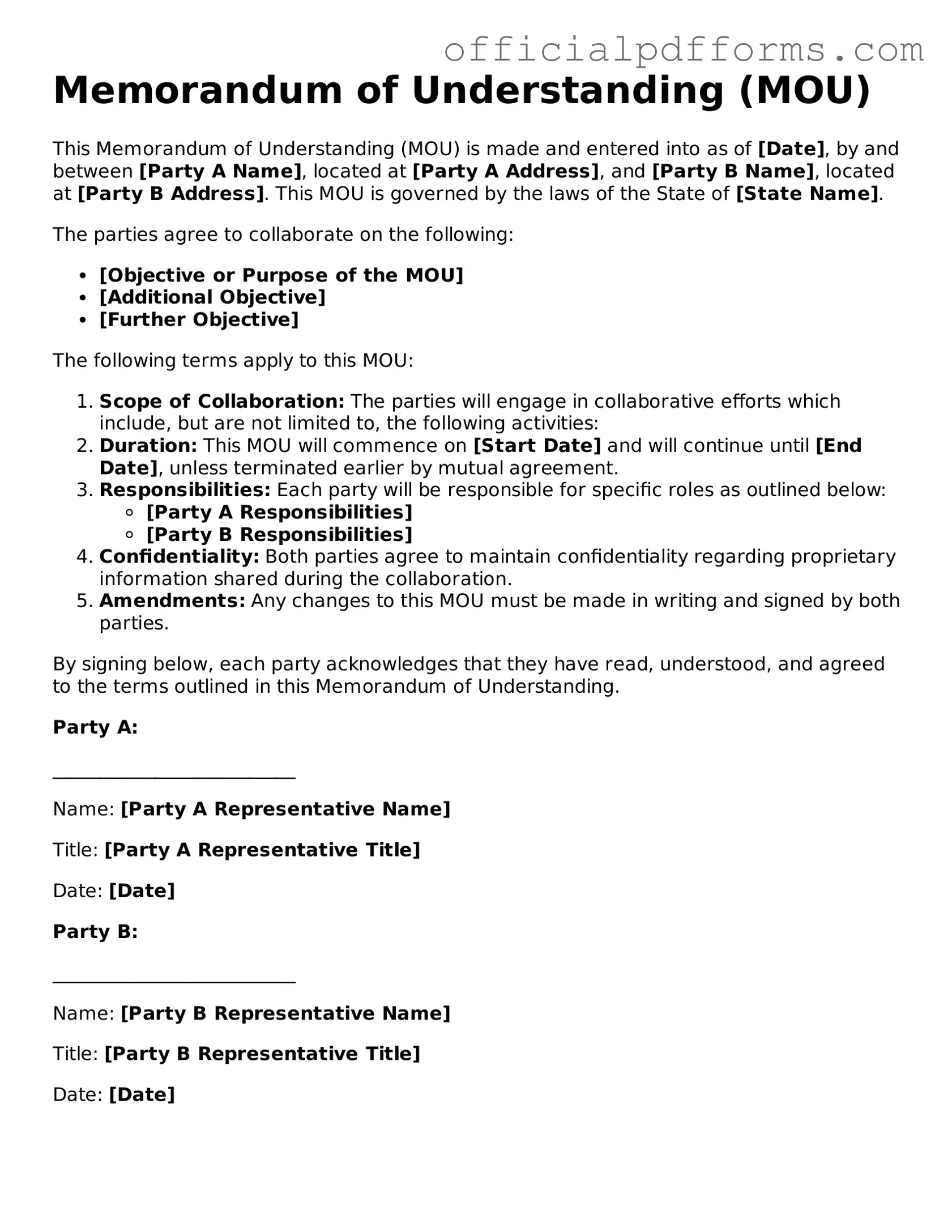 Valid Memorandum of Understanding Document