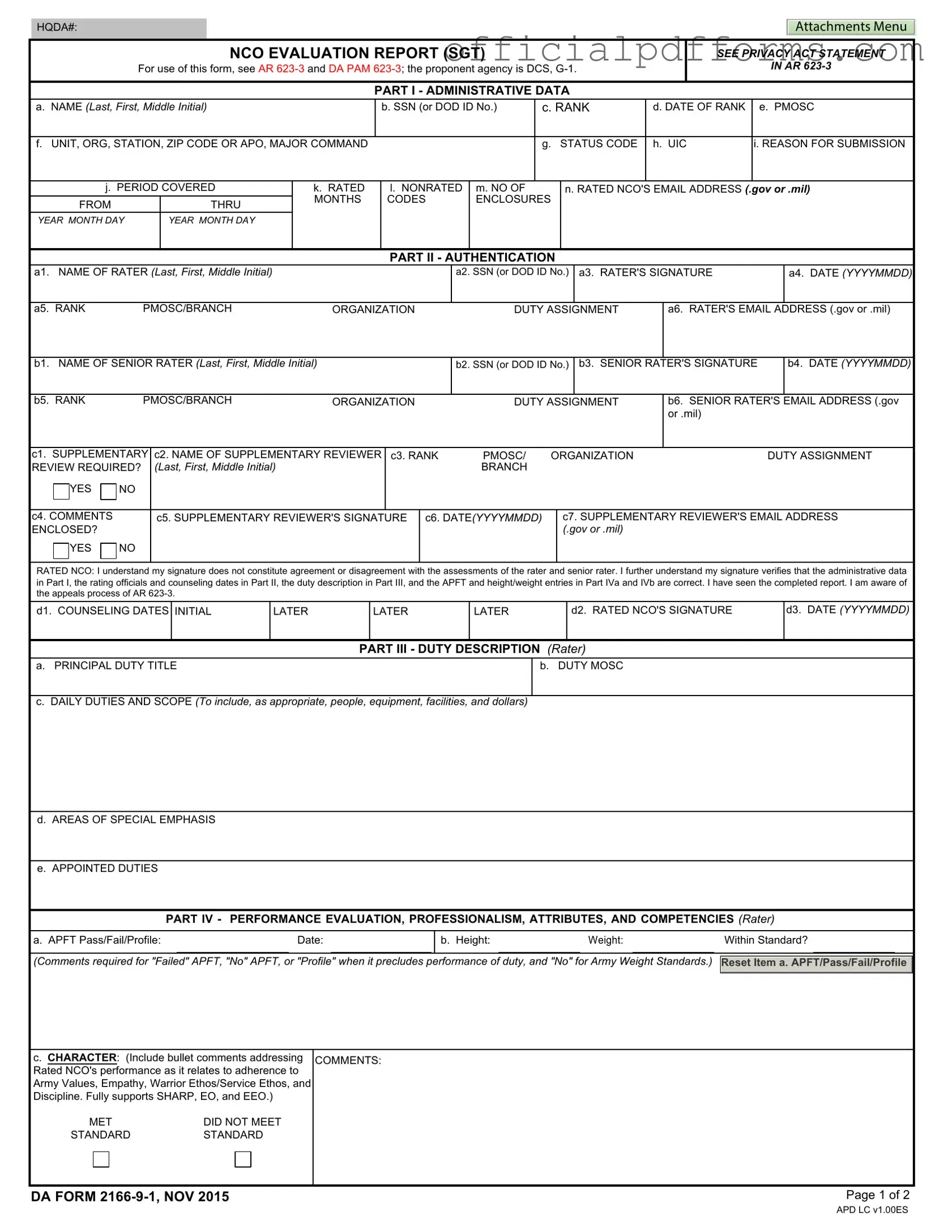 Fill in a Valid Da 2166 9 1 Form