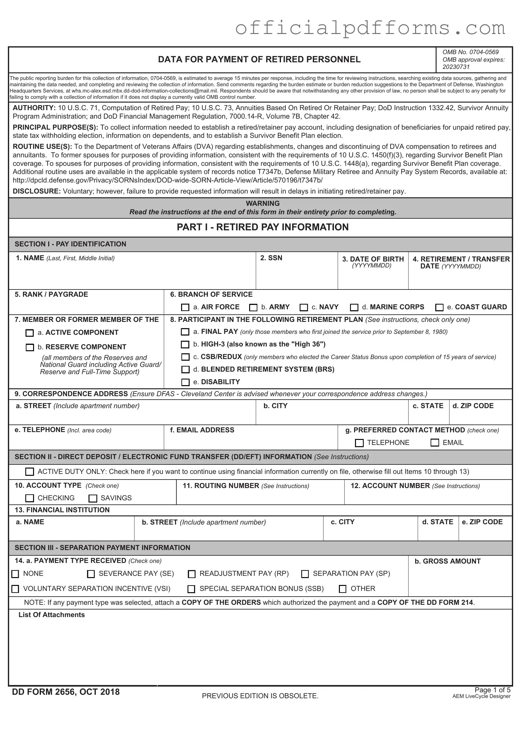 Fill in a Valid DD 2656 Form