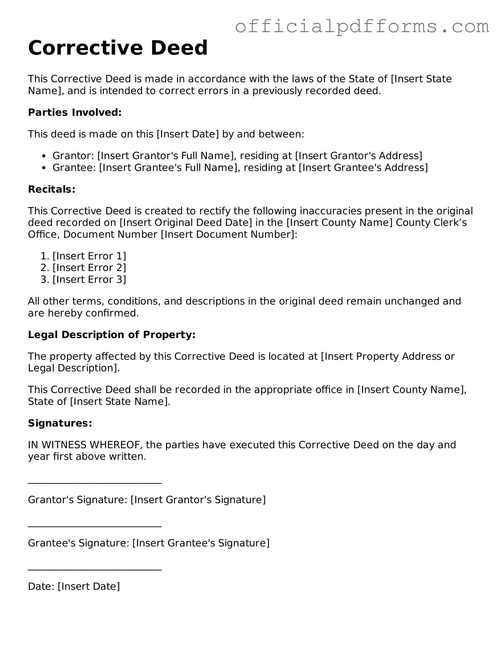 Valid Corrective Deed Document