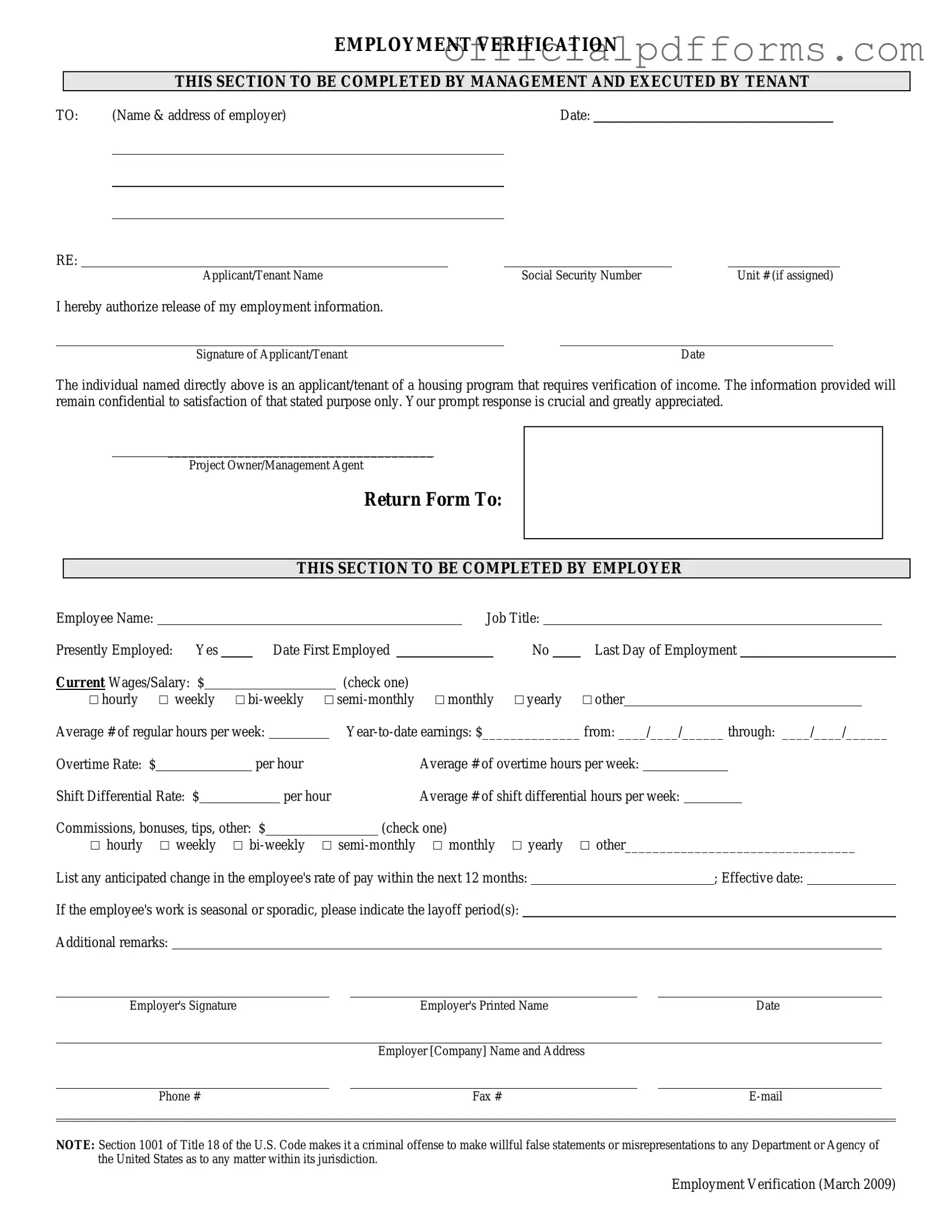 Fill in a Valid Employment verification form Form