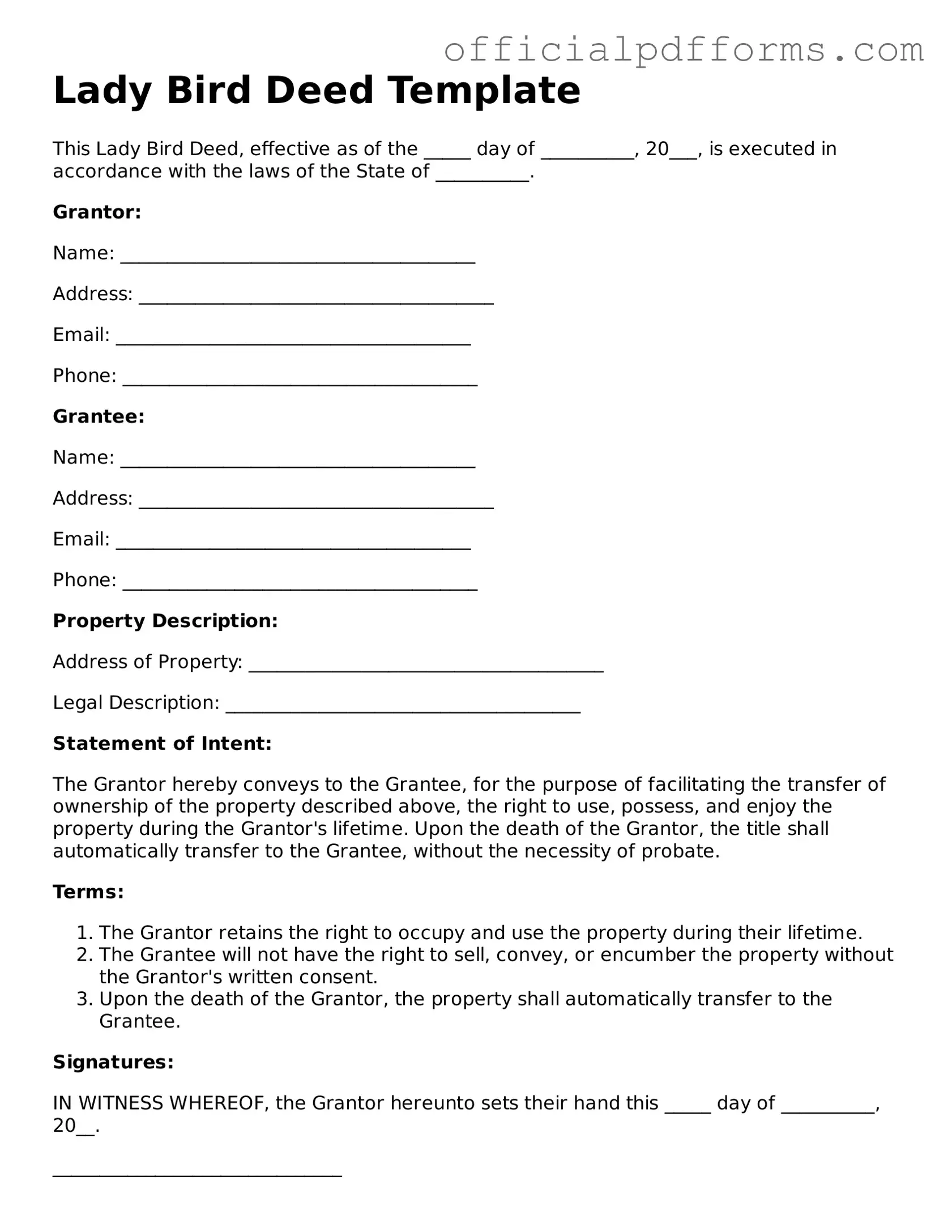Valid Lady Bird Deed Document