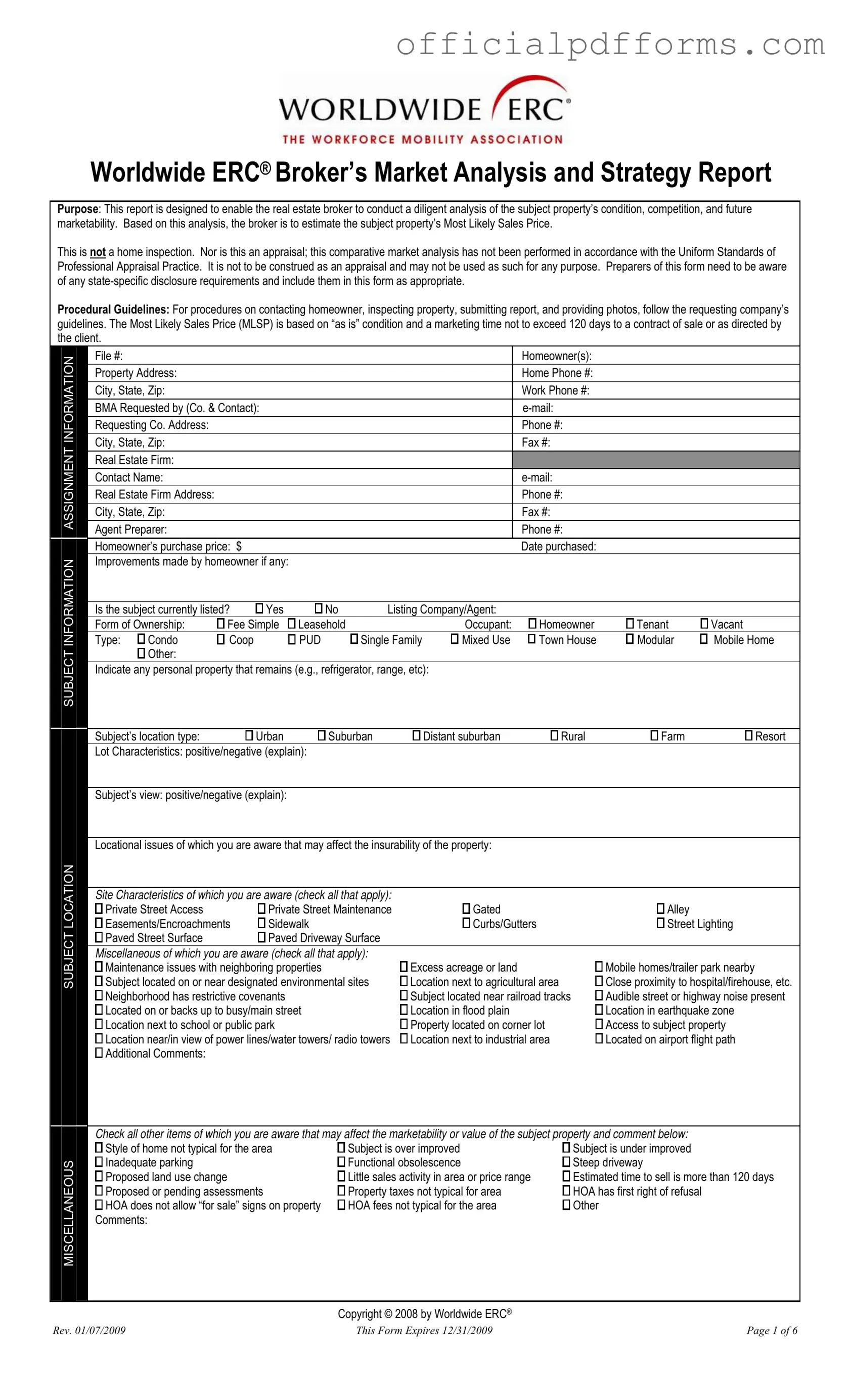 Fill in a Valid Erc Broker Market Analysis Form