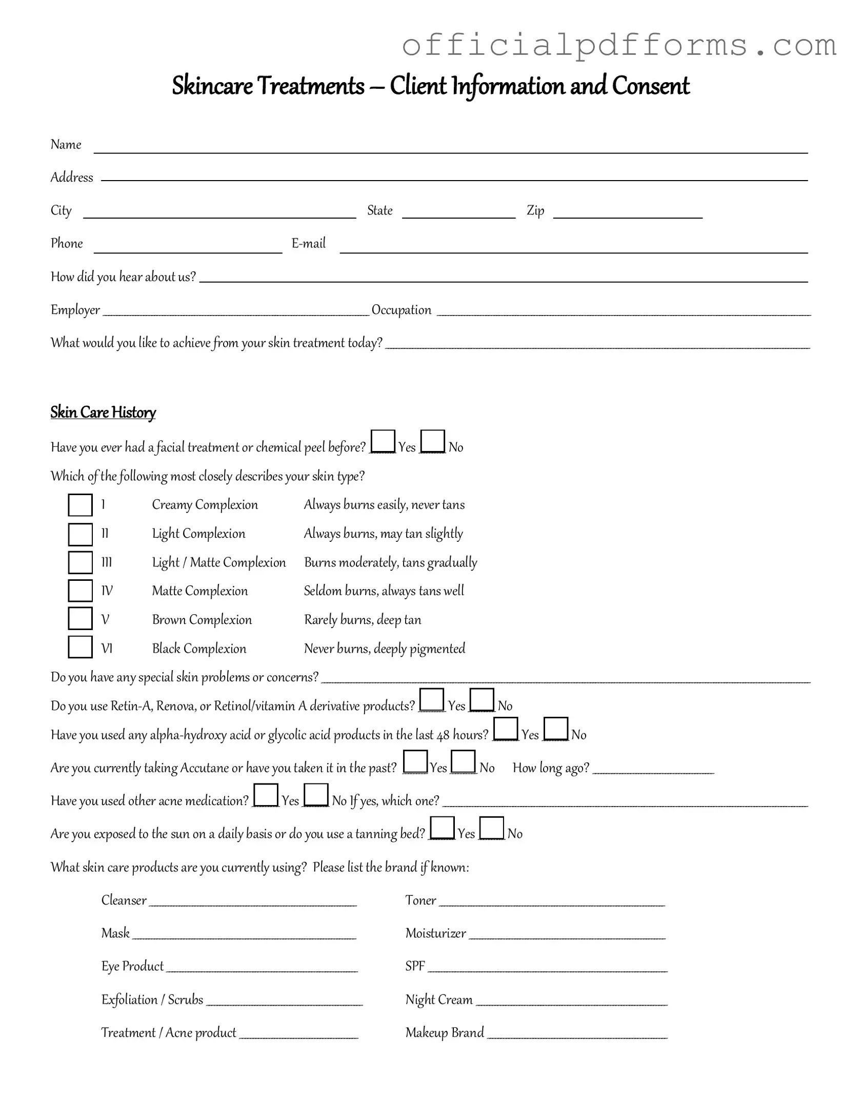 Fill in a Valid Facial Consent Form