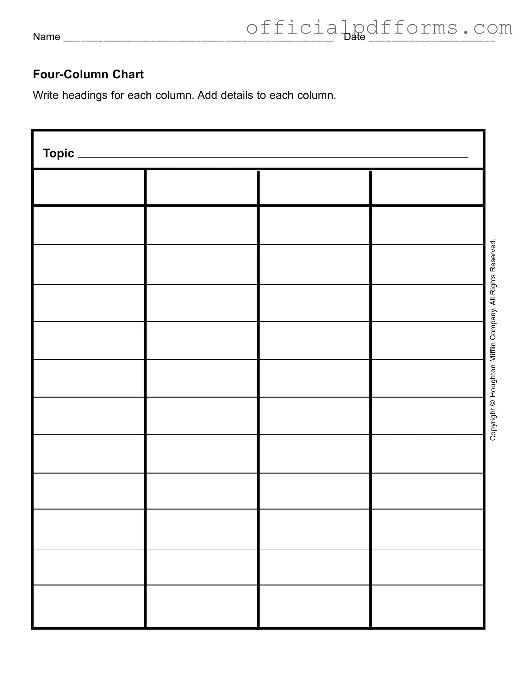 Fill in a Valid Four Column Chart Form