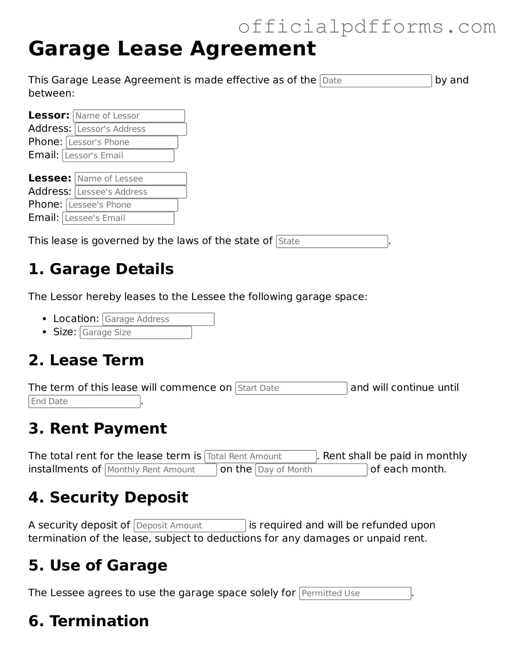 Valid Garage Lease Agreement Document