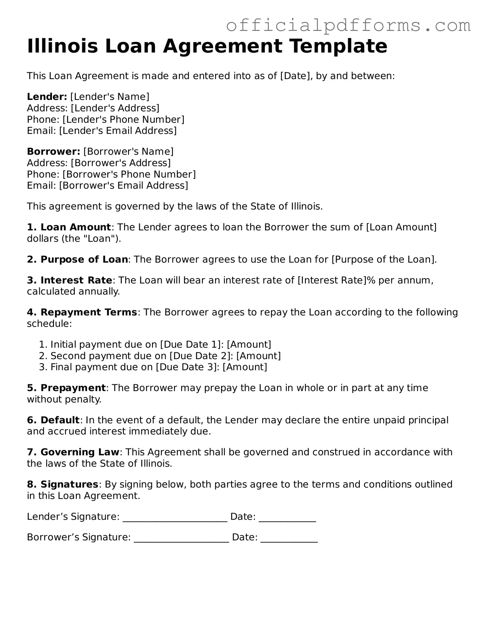 Printable Illinois Loan Agreement Template
