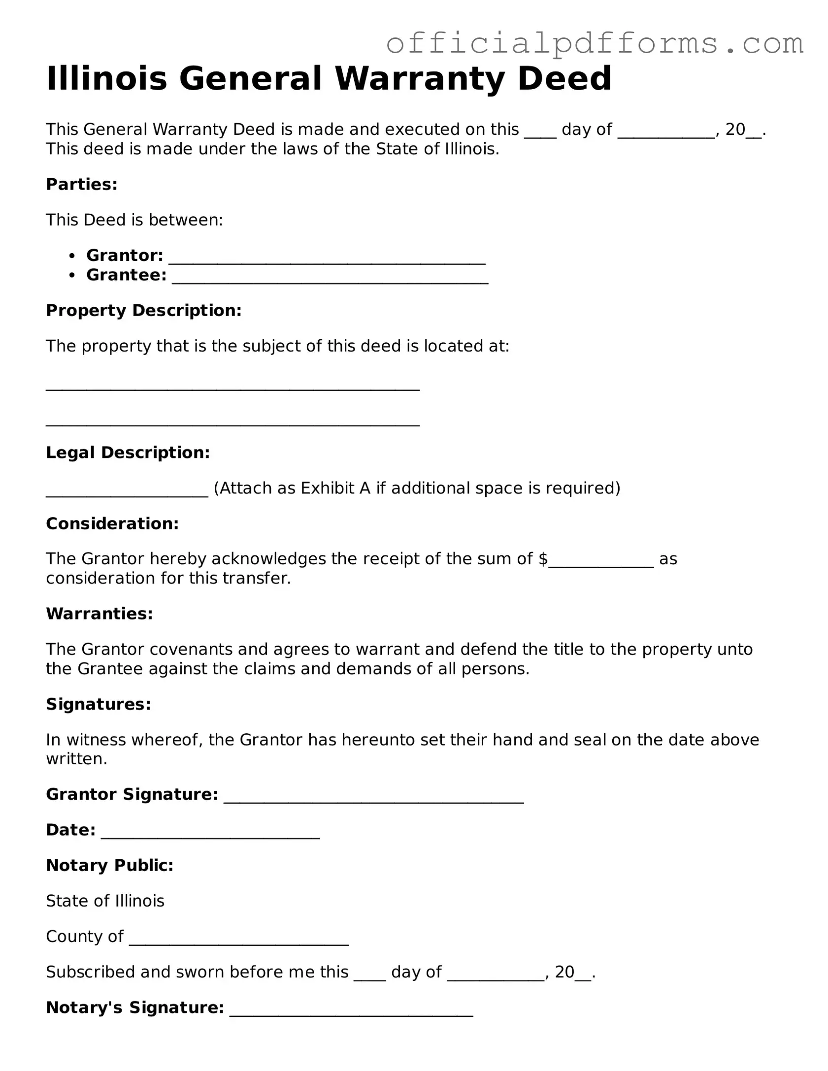 Printable Illinois Deed Template