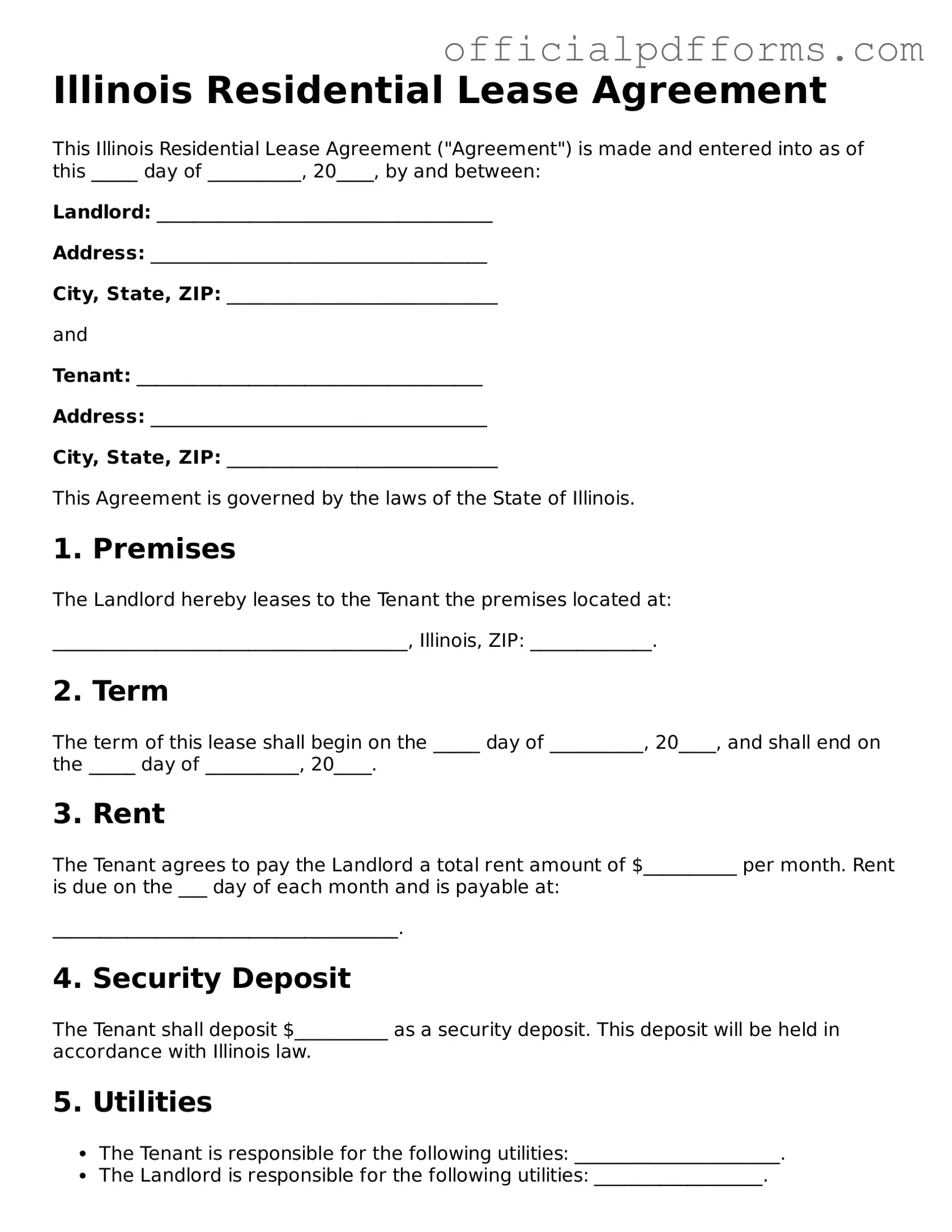 Printable Illinois Residential Lease Agreement Template