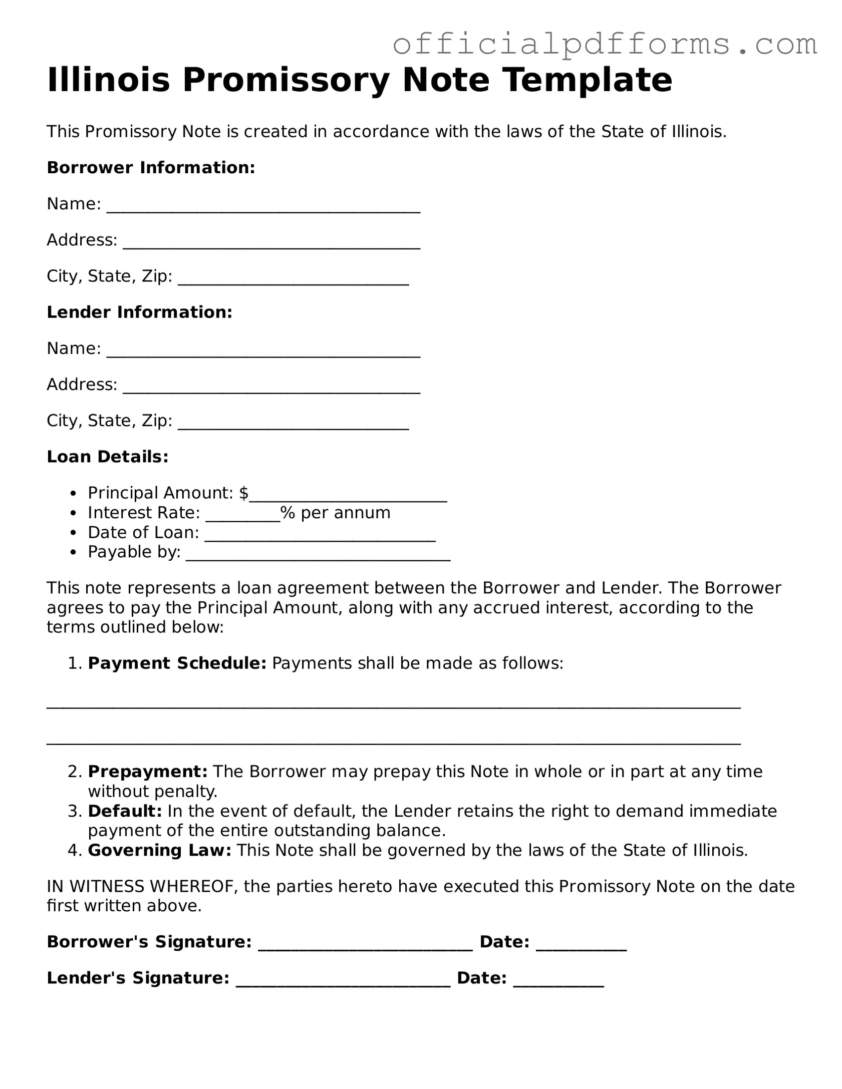 Printable Illinois Promissory Note Template