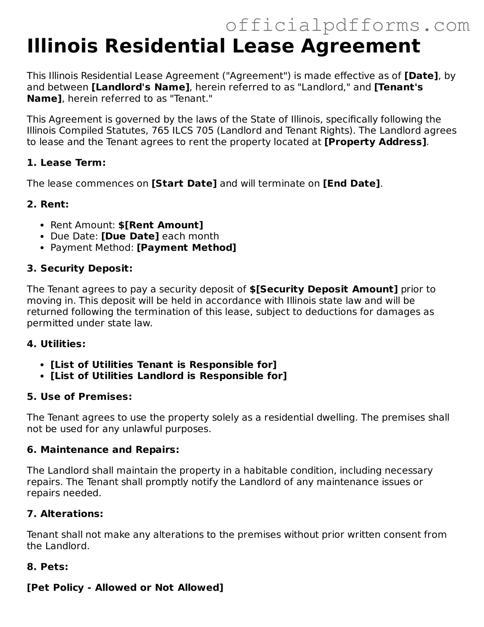 Printable Illinois Lease Agreement Template