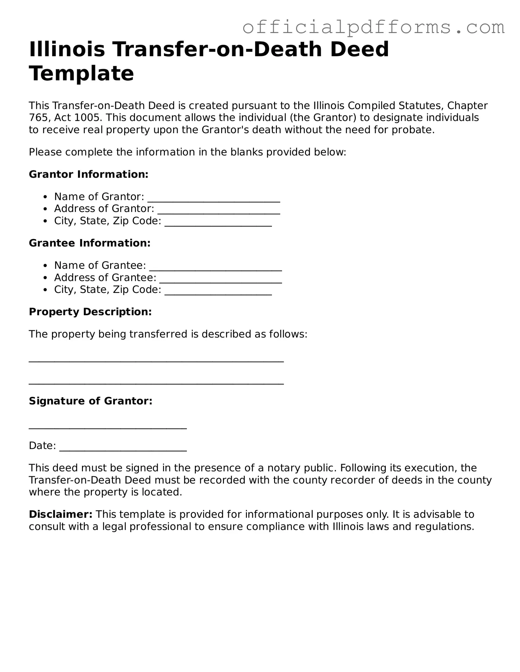 Printable Illinois Transfer-on-Death Deed Template