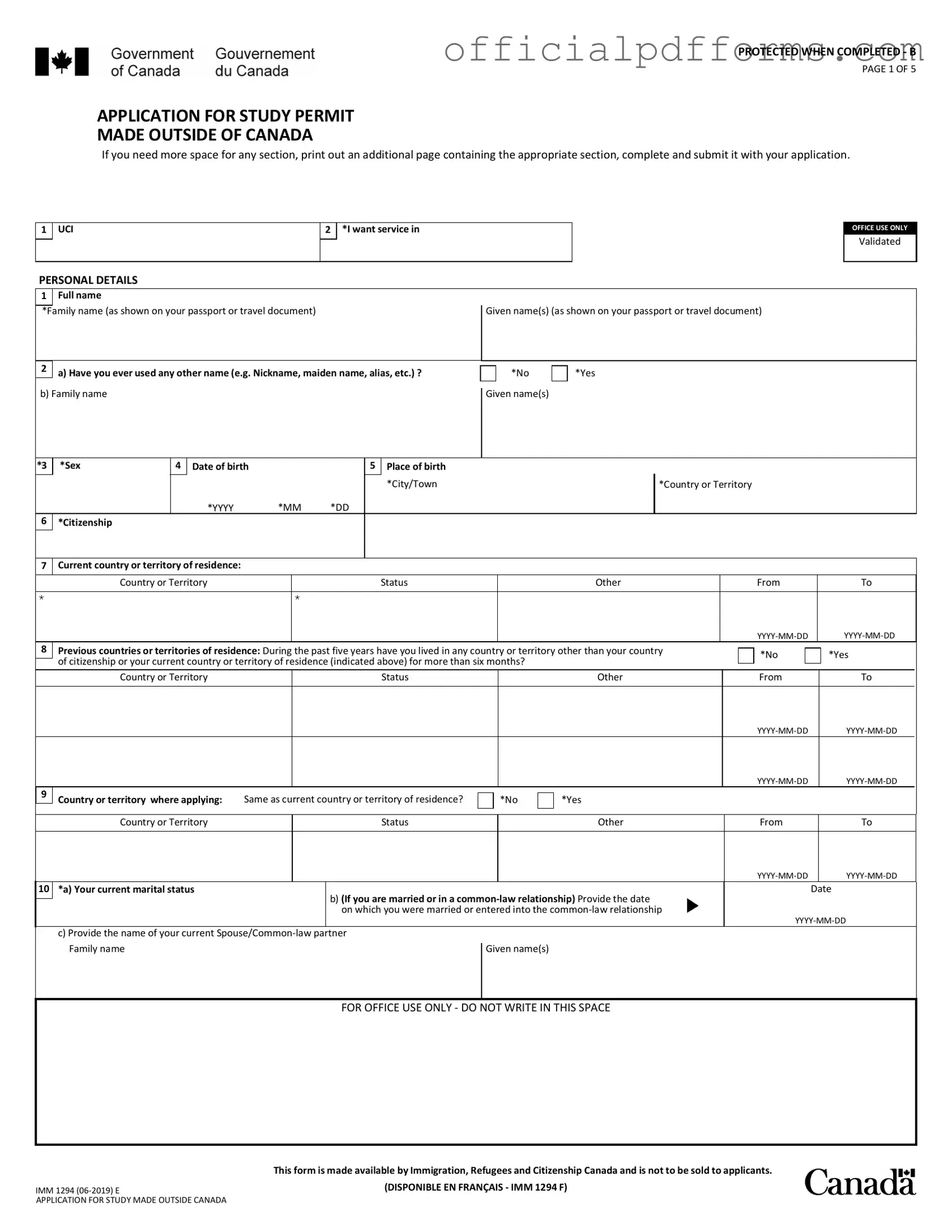 Fill in a Valid Imm 1294 Form