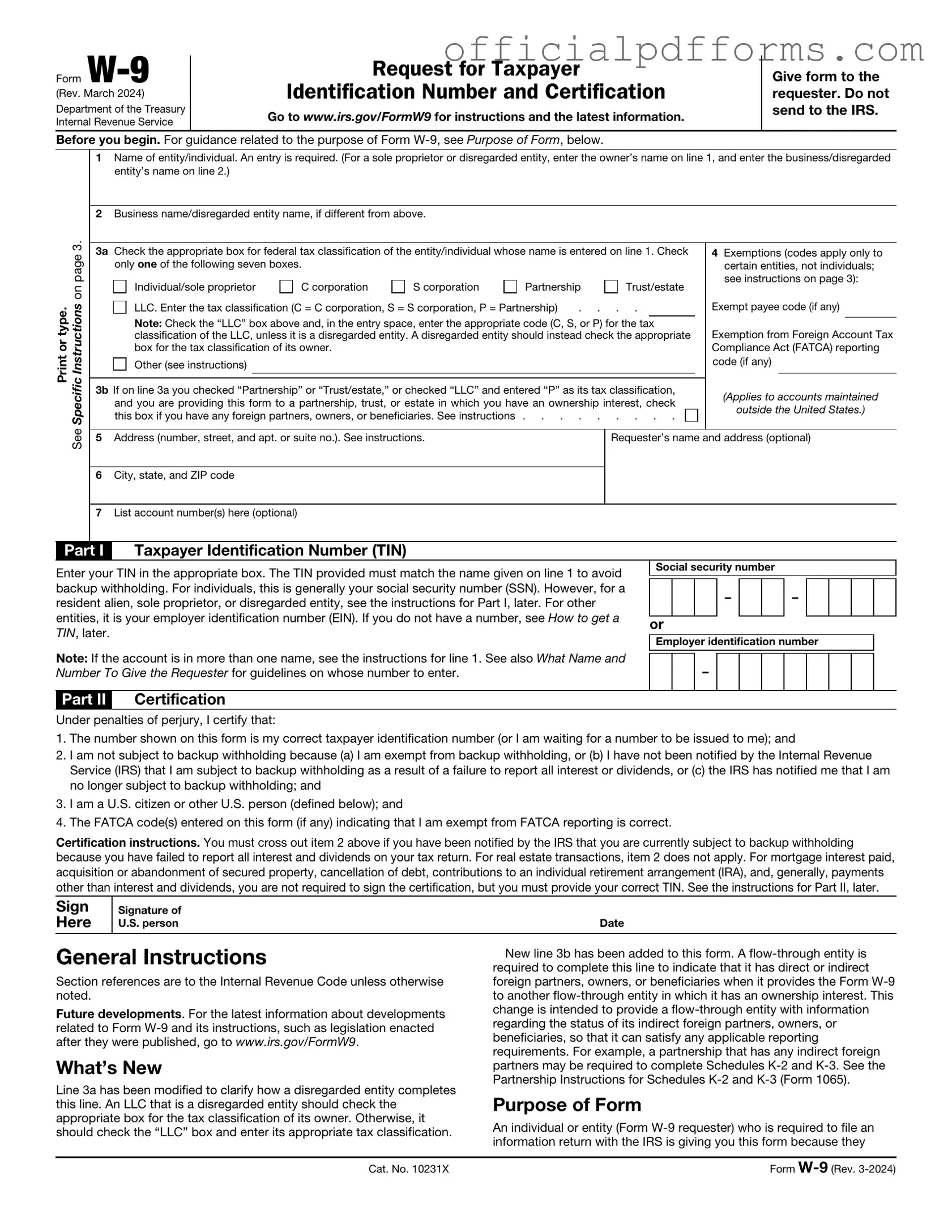 Fill in a Valid IRS W-9 Form