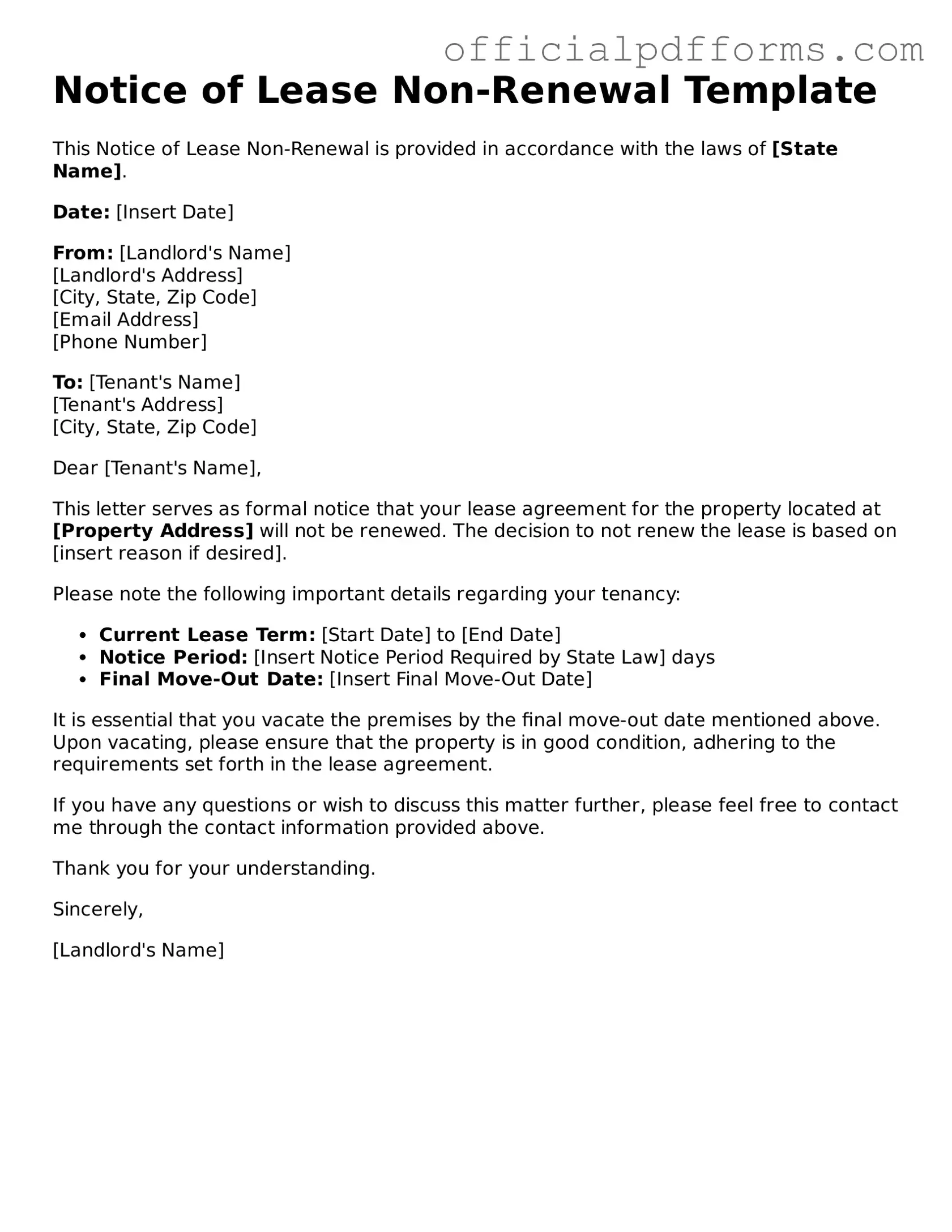 Valid Notice of Lease Non-Renewal Document
