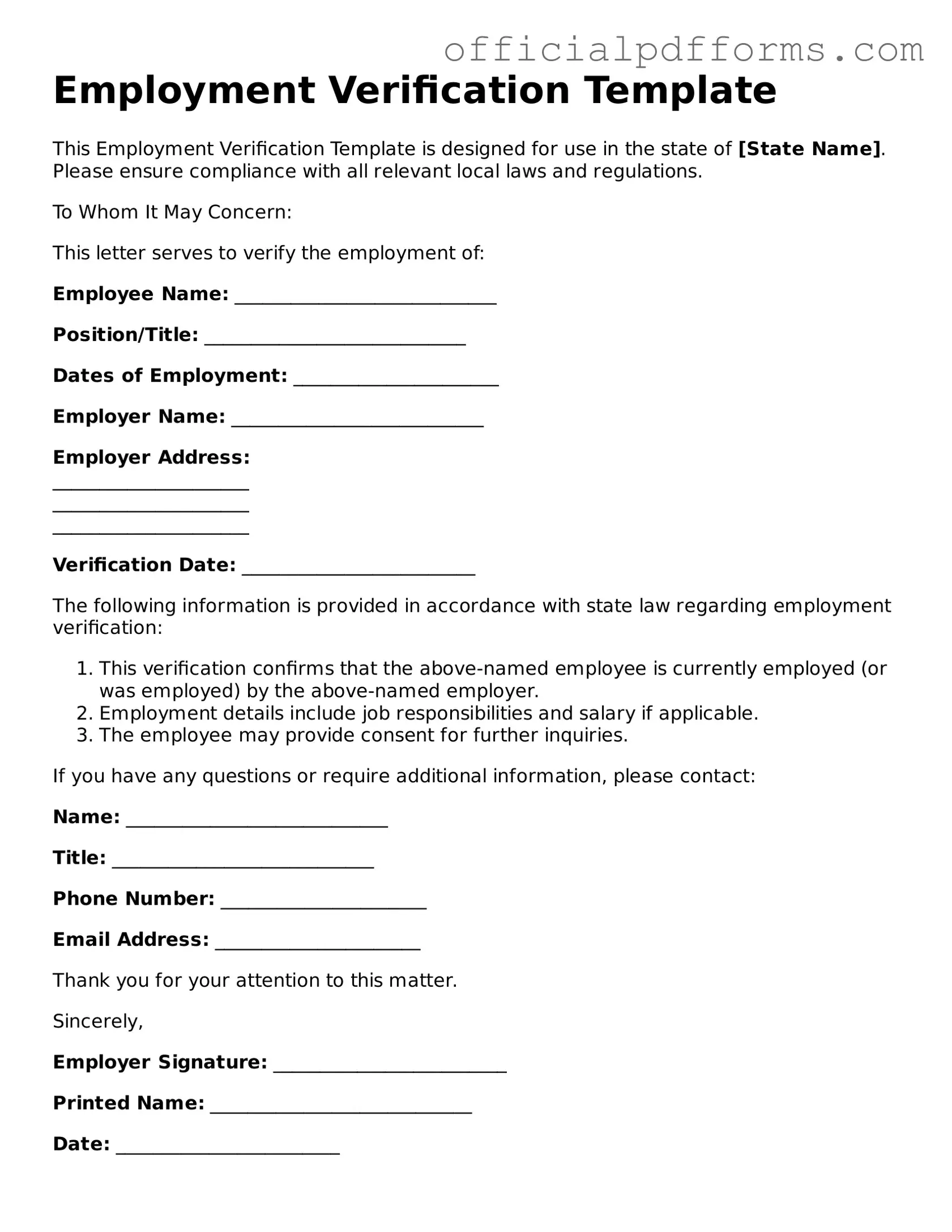 Valid Employment Verification Document