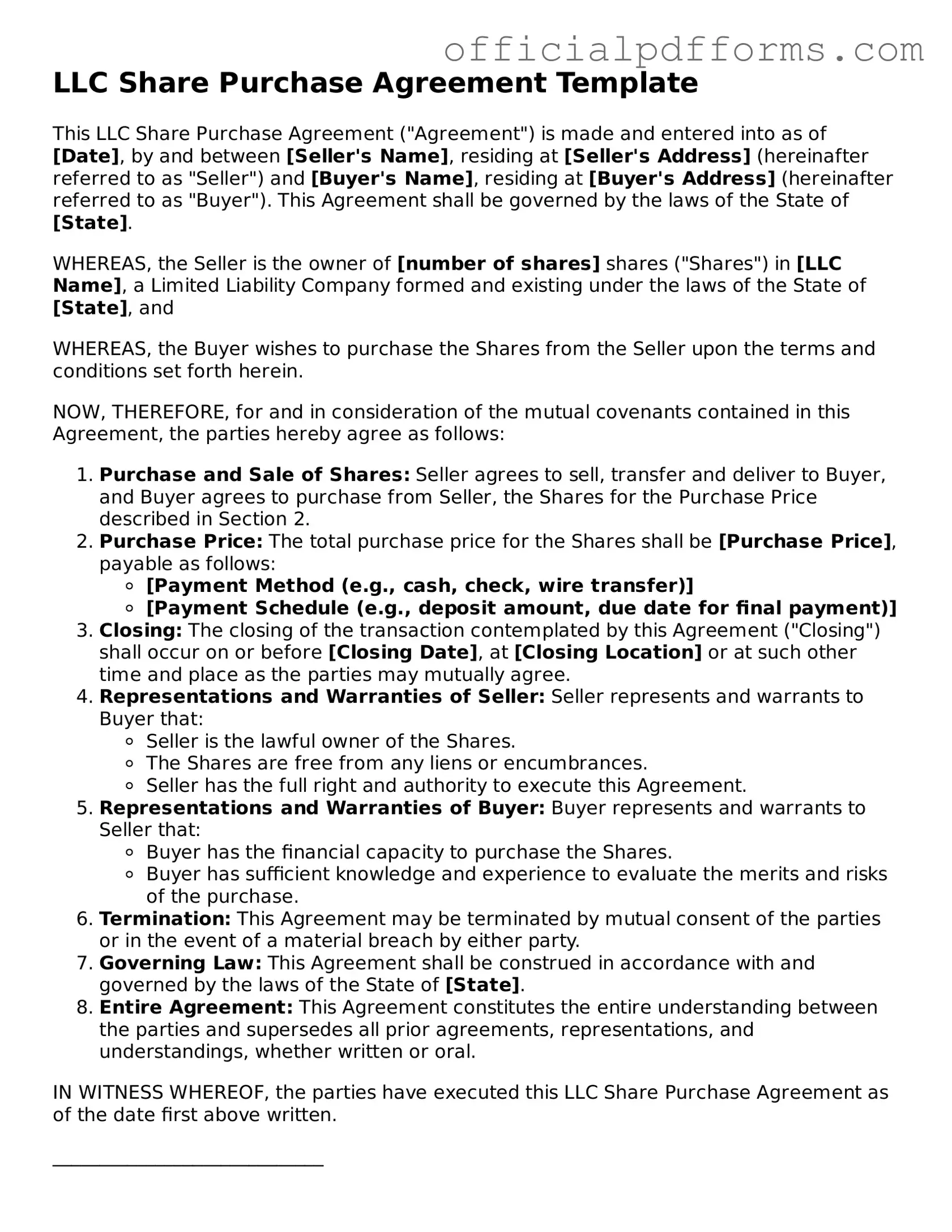 Valid LLC Share Purchase Agreement Document