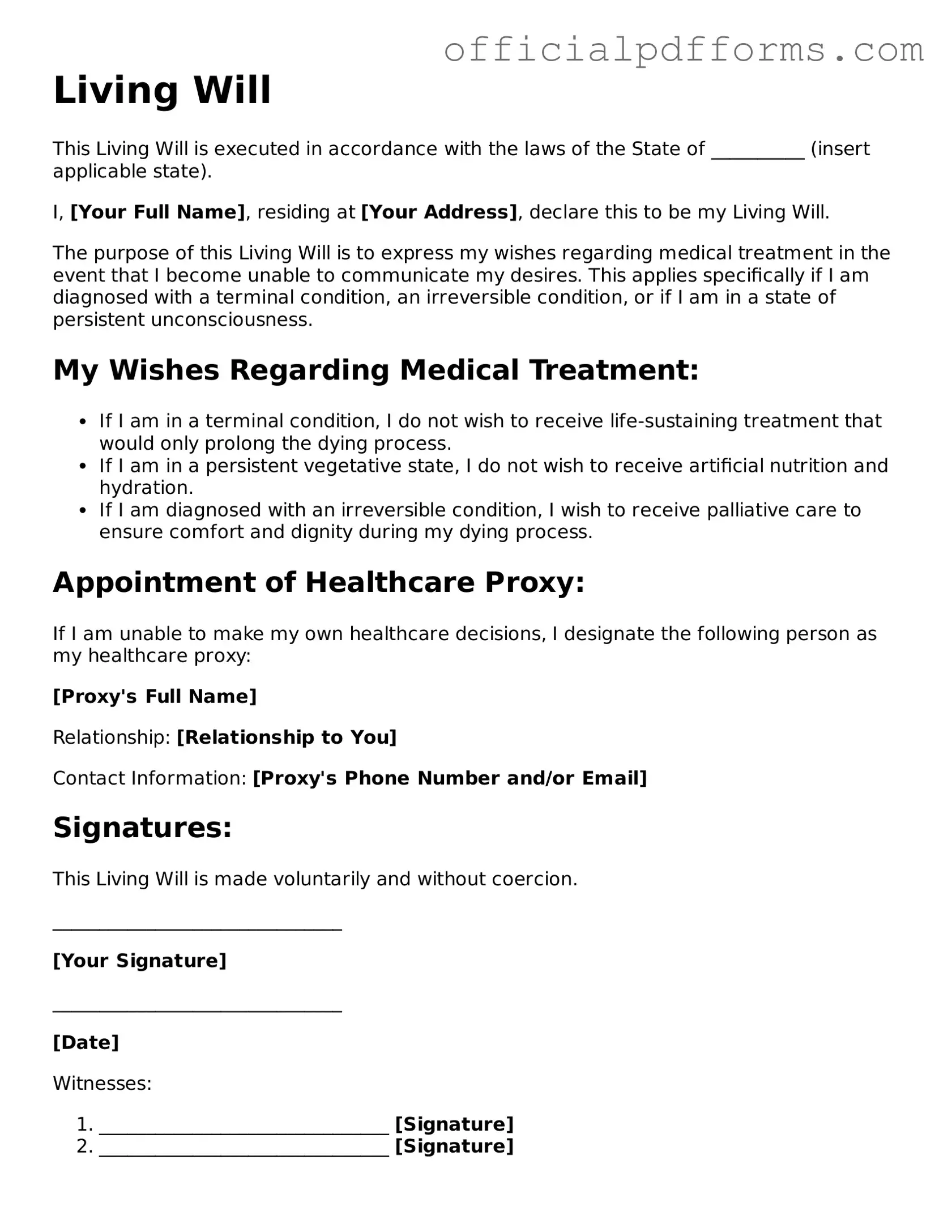 Valid Living Will Document