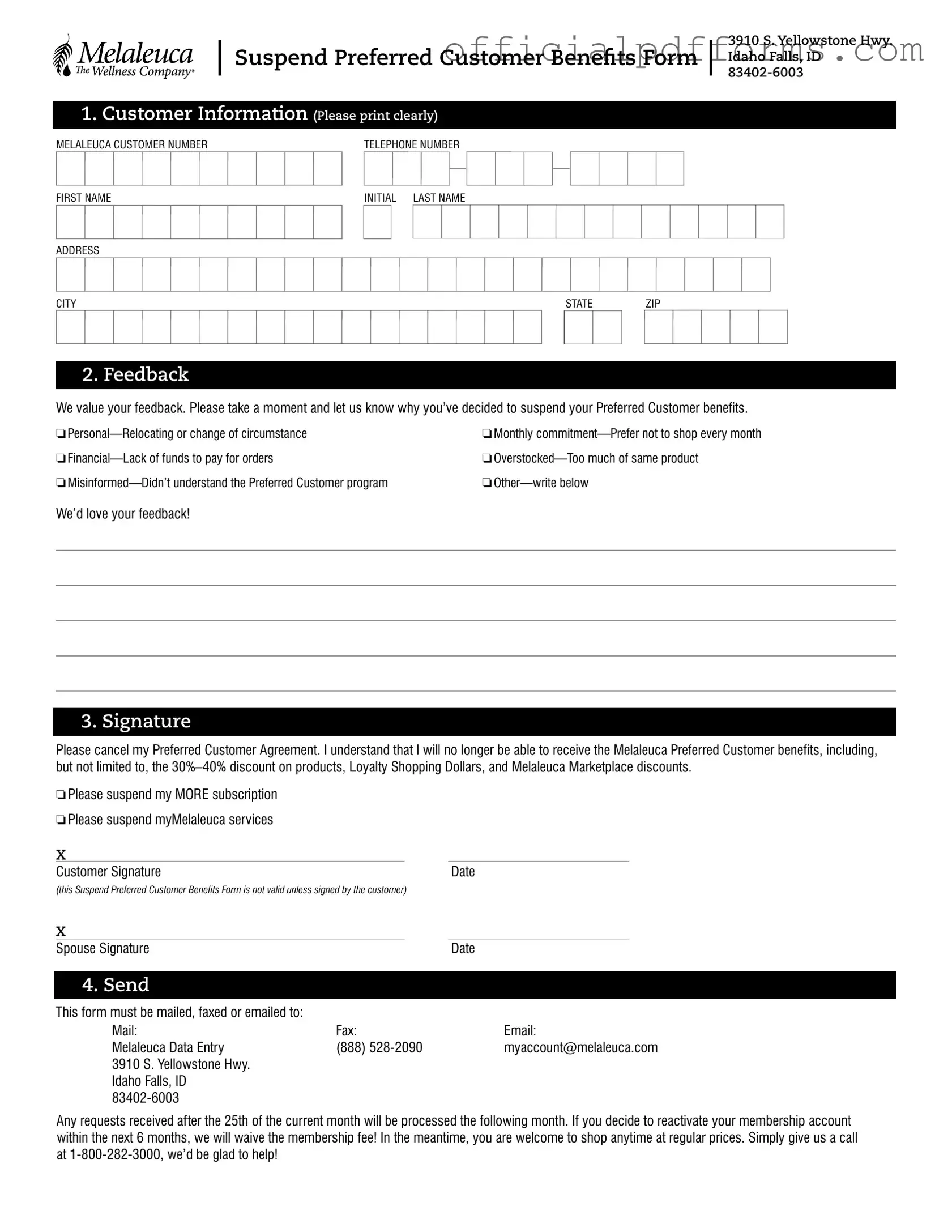 Fill in a Valid Melaleuca Cancellation Form