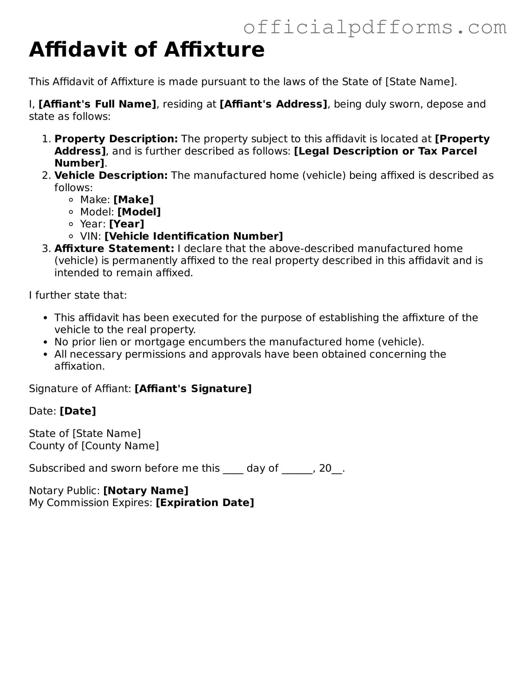 Valid Affidavit of Affixture Document