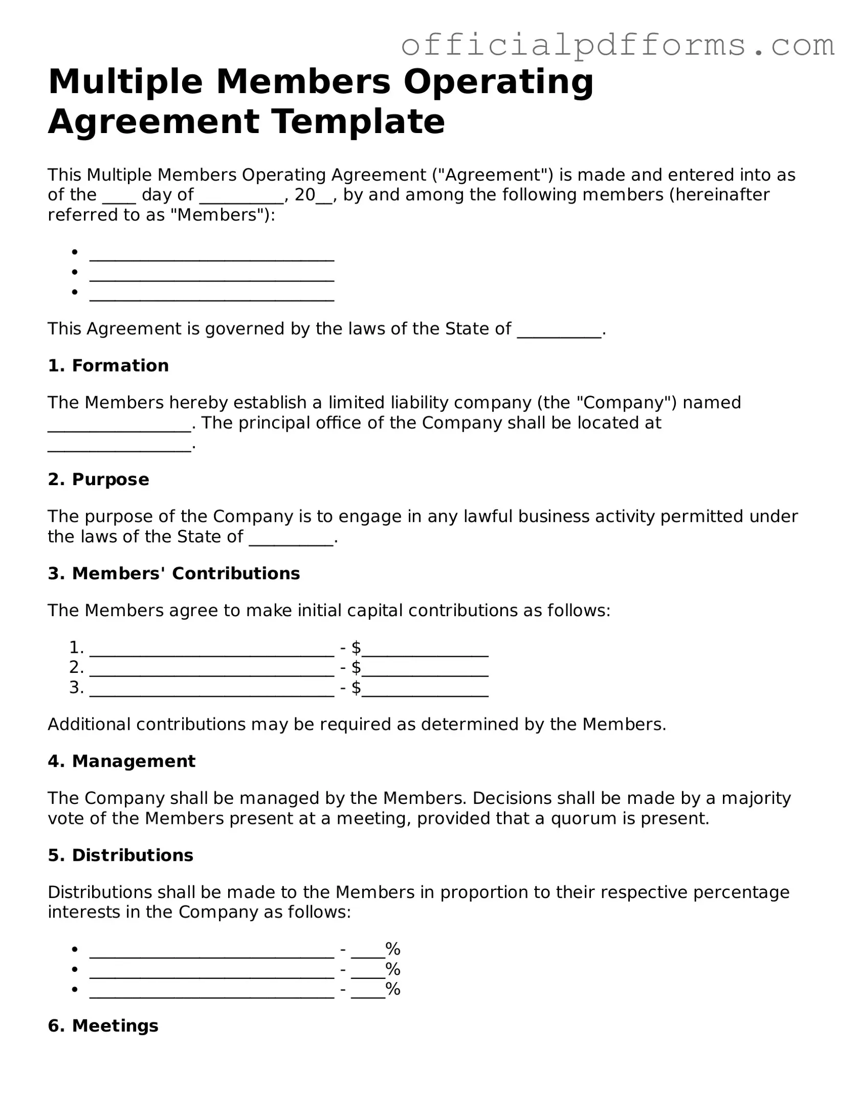 Valid Multiple Members Operating Agreement Document