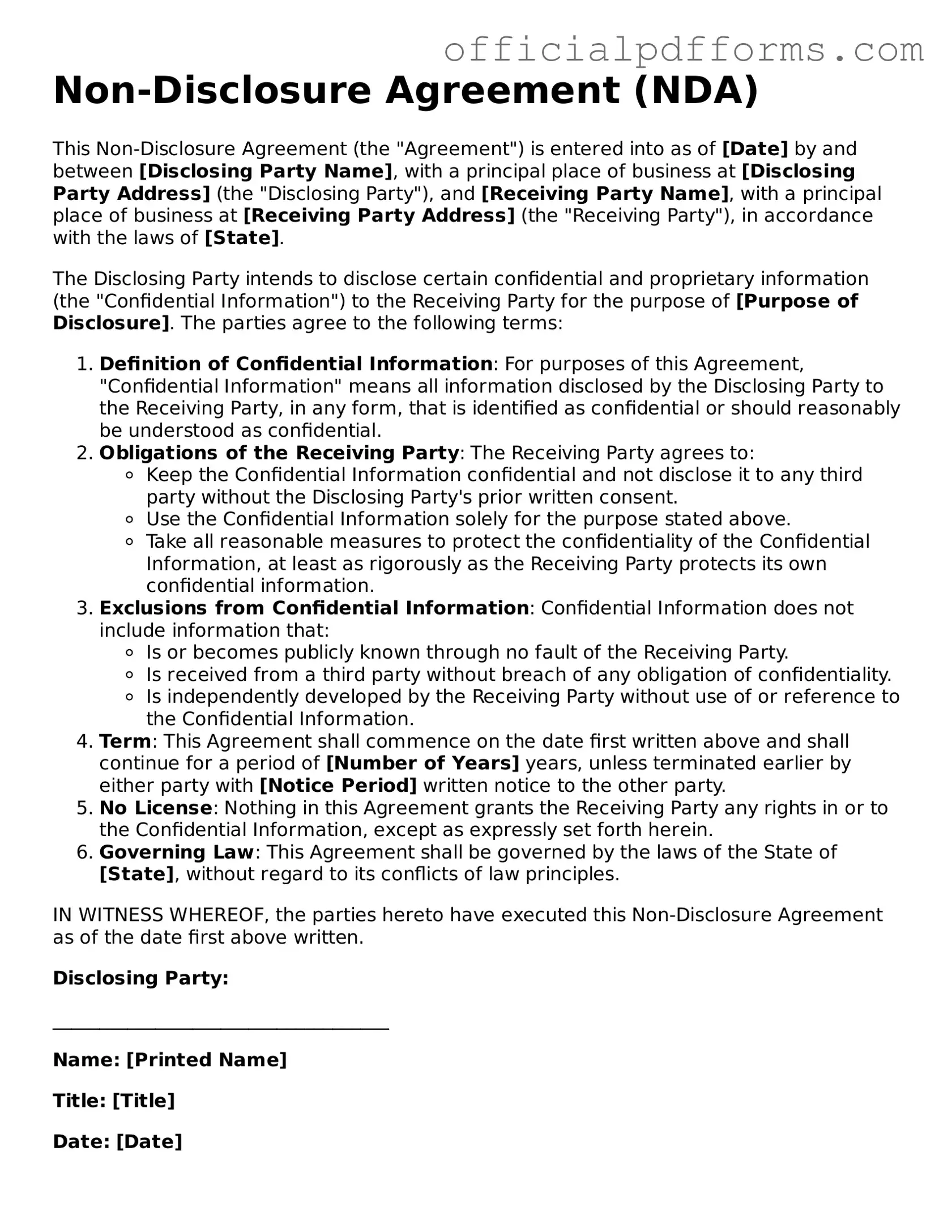 Valid Non-disclosure Agreement Document