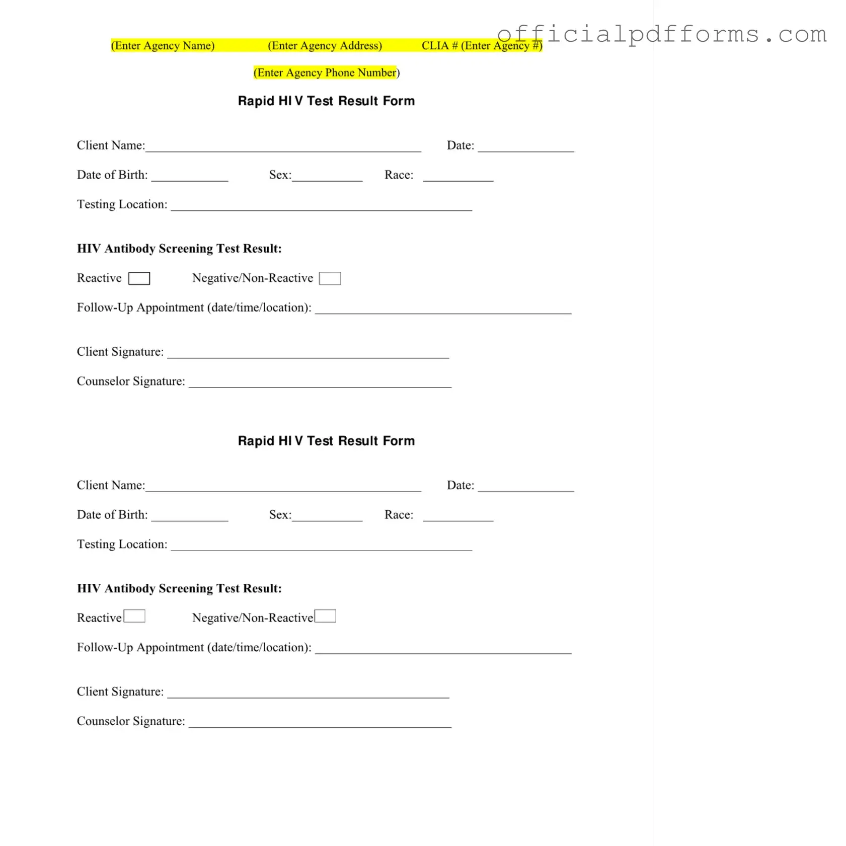 Fill in a Valid Negative Hiv Test Form