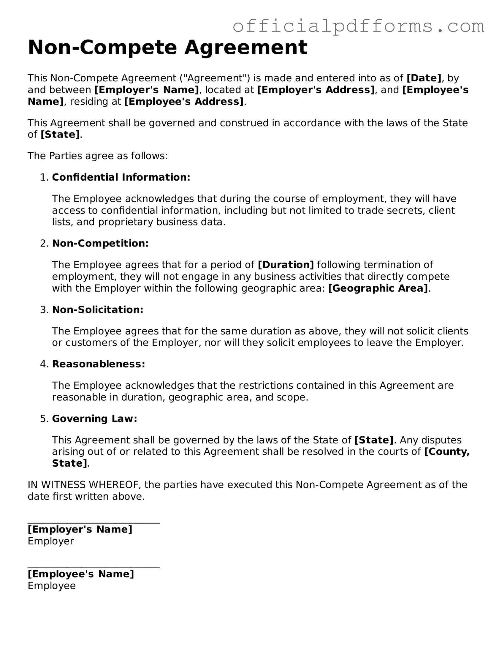Valid Non-compete Agreement Document
