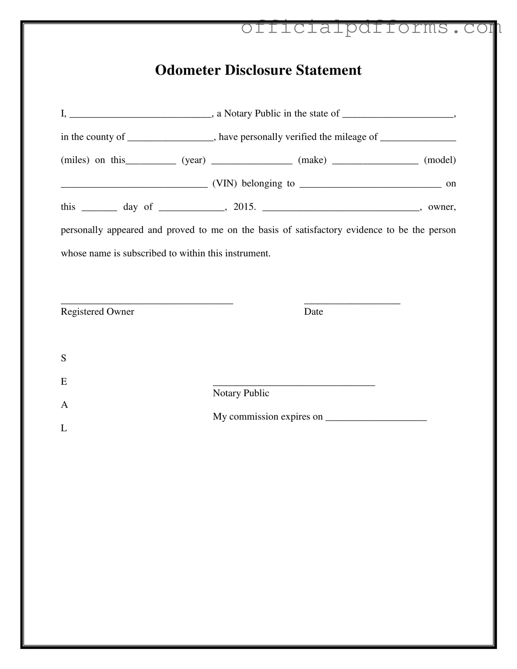 Fill in a Valid Notarized Odometer Statement Form