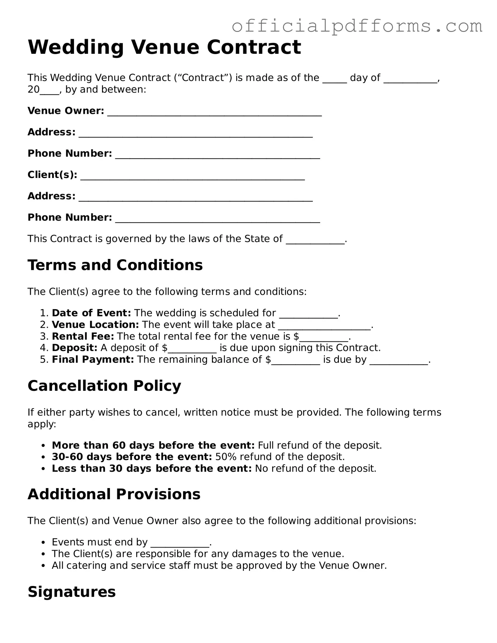 Valid Wedding Venue Contract Document