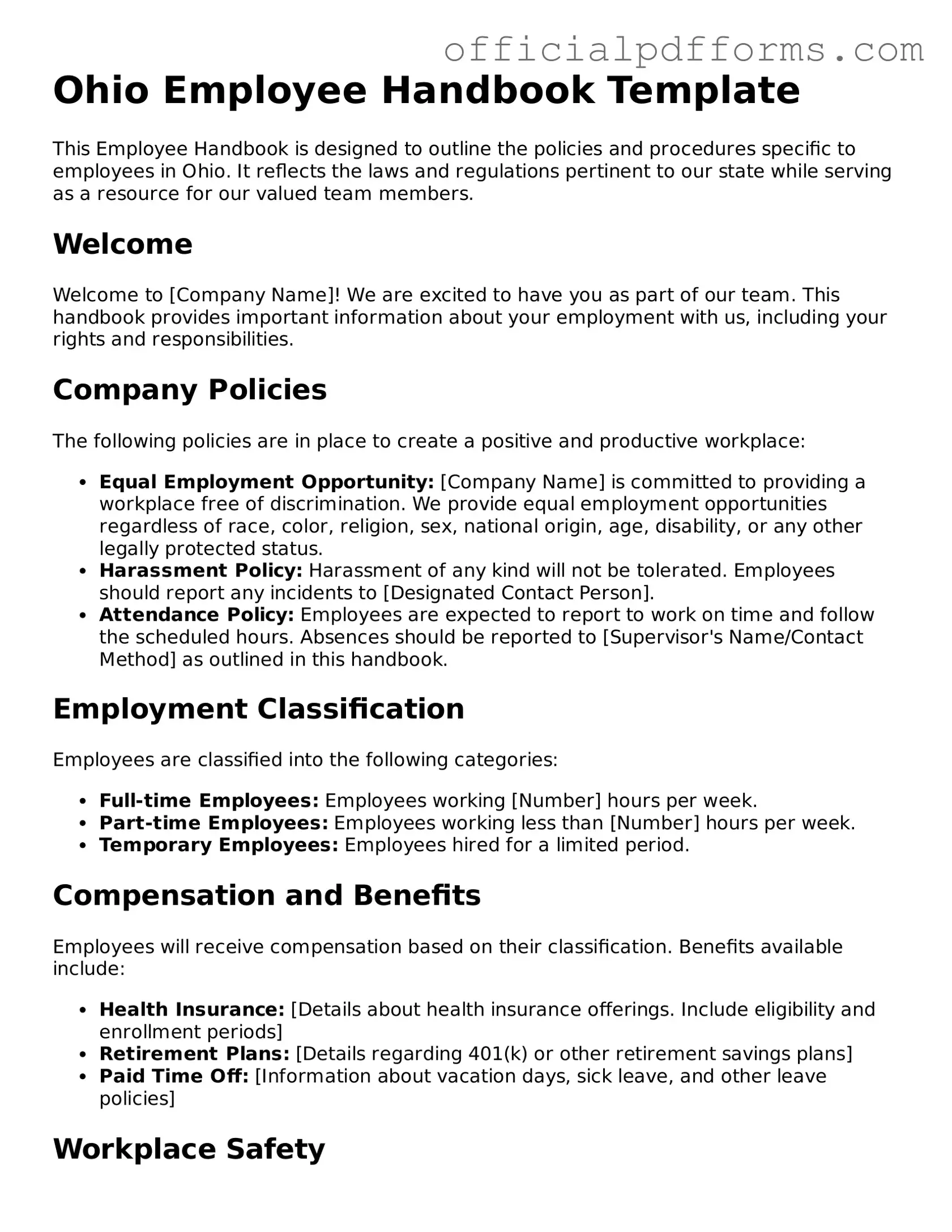 Printable Ohio Employee Handbook Template