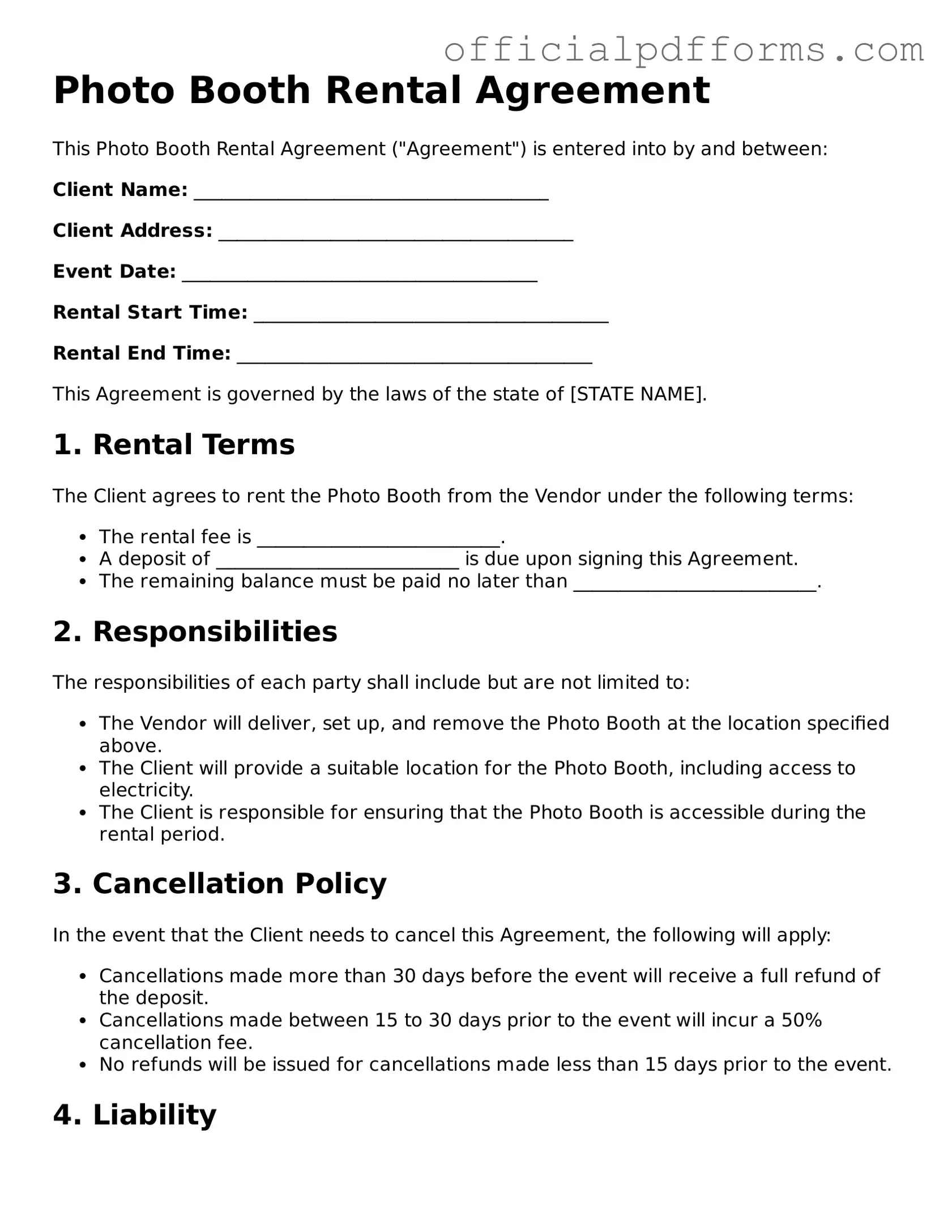 Valid Photo Booth Rental Agreement Document