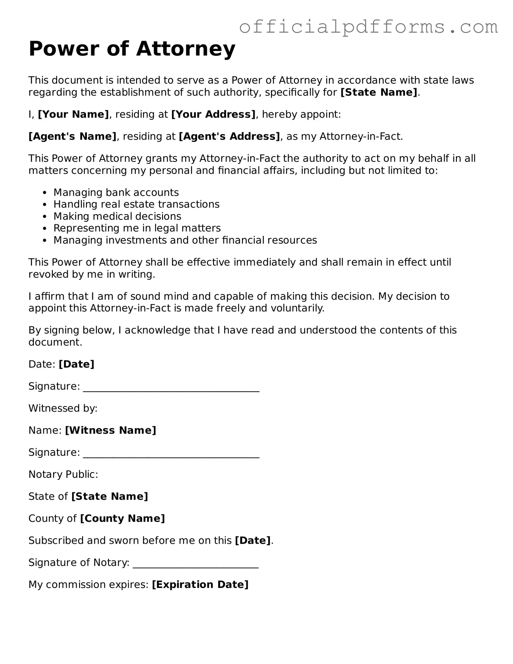 Valid Power of Attorney Document