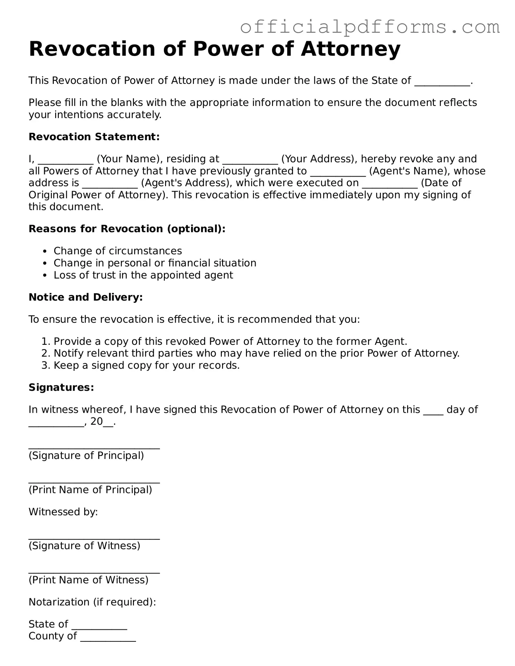 Valid Revocation of Power of Attorney Document