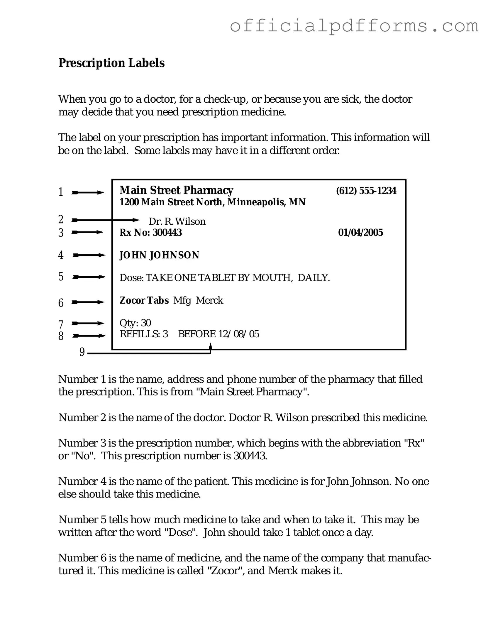 Fill in a Valid Prescription Label Form