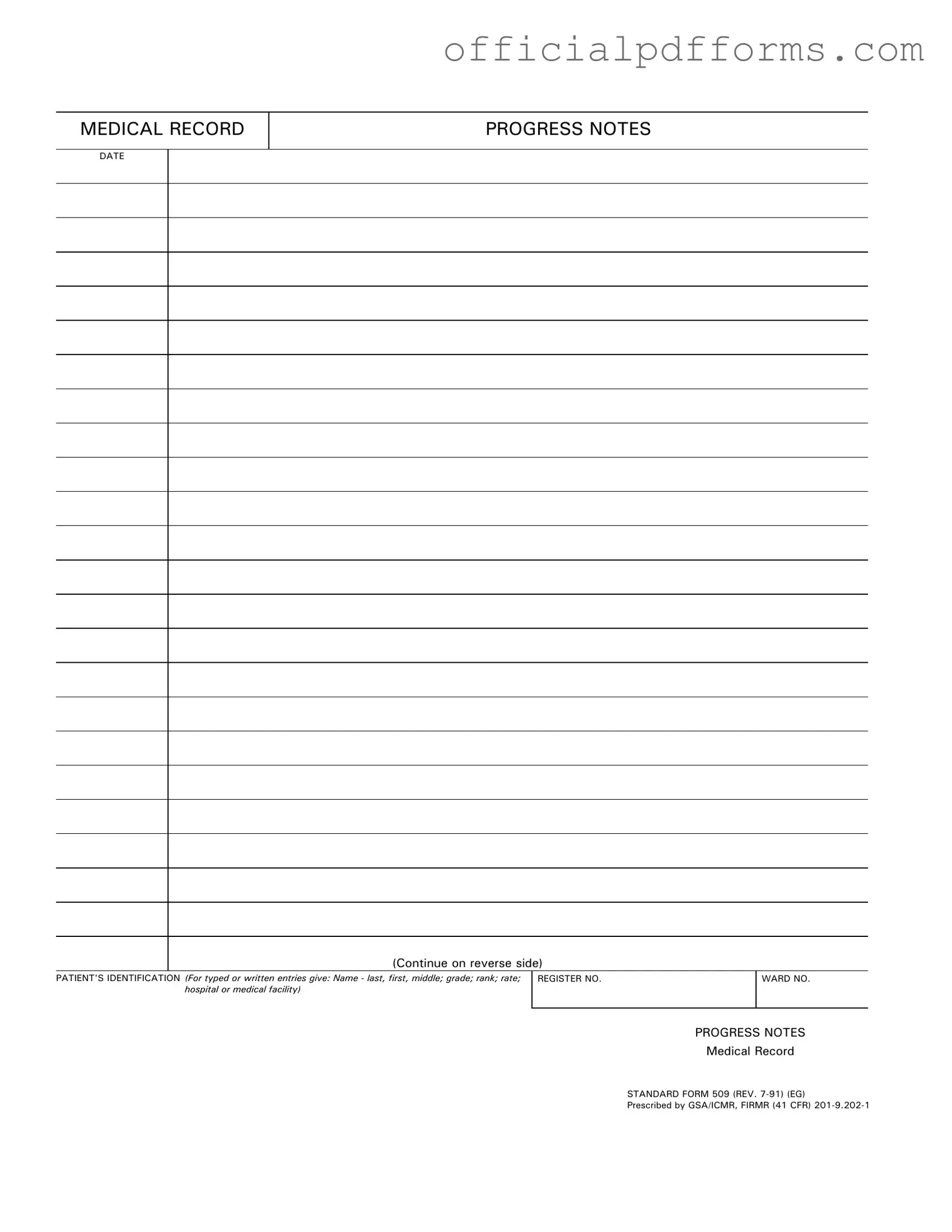 Fill in a Valid Progress Notes Form