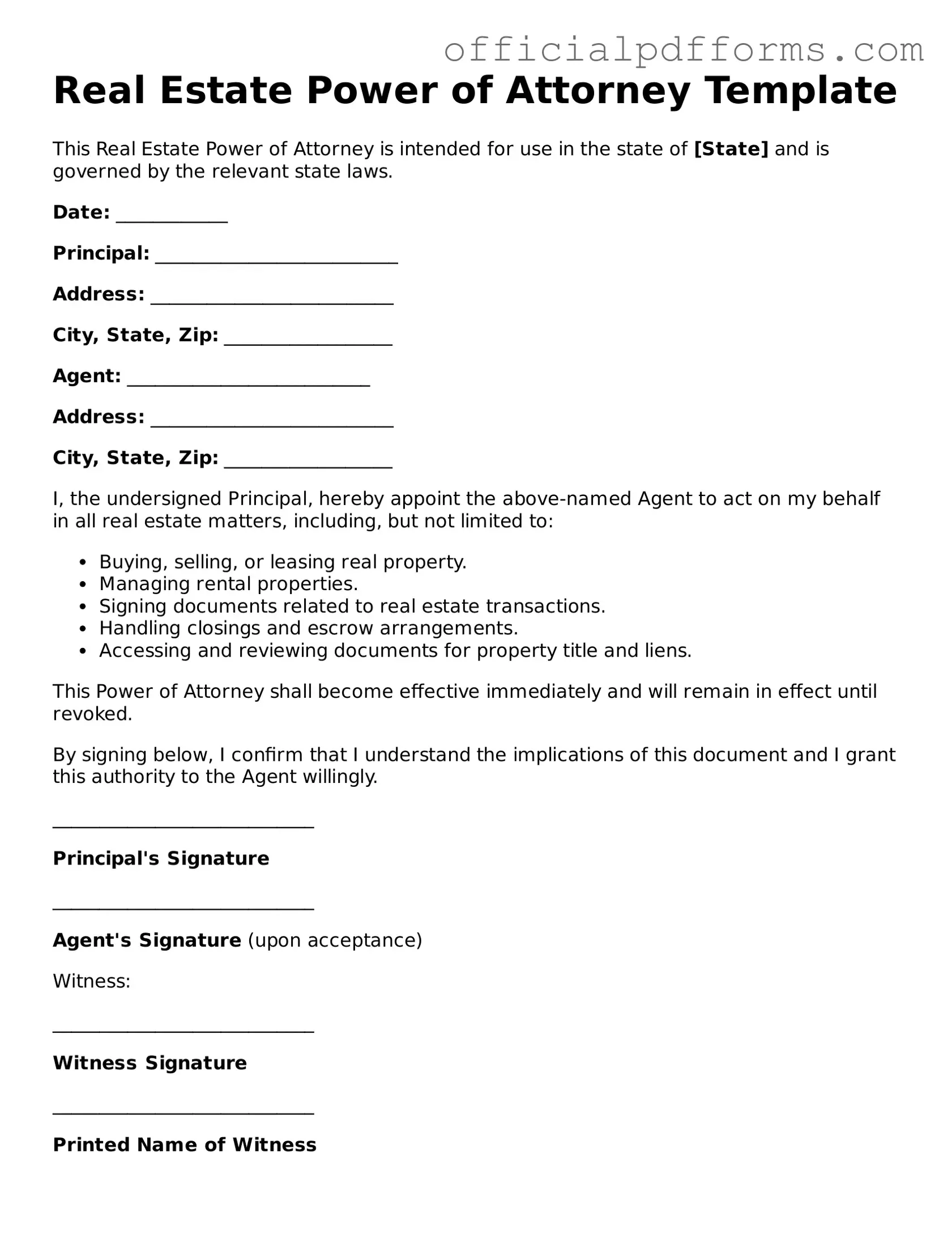 Valid Real Estate Power of Attorney Document
