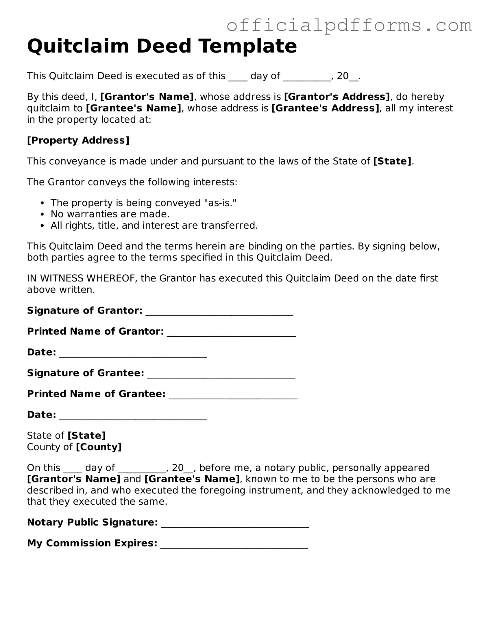 Valid Quitclaim Deed Document