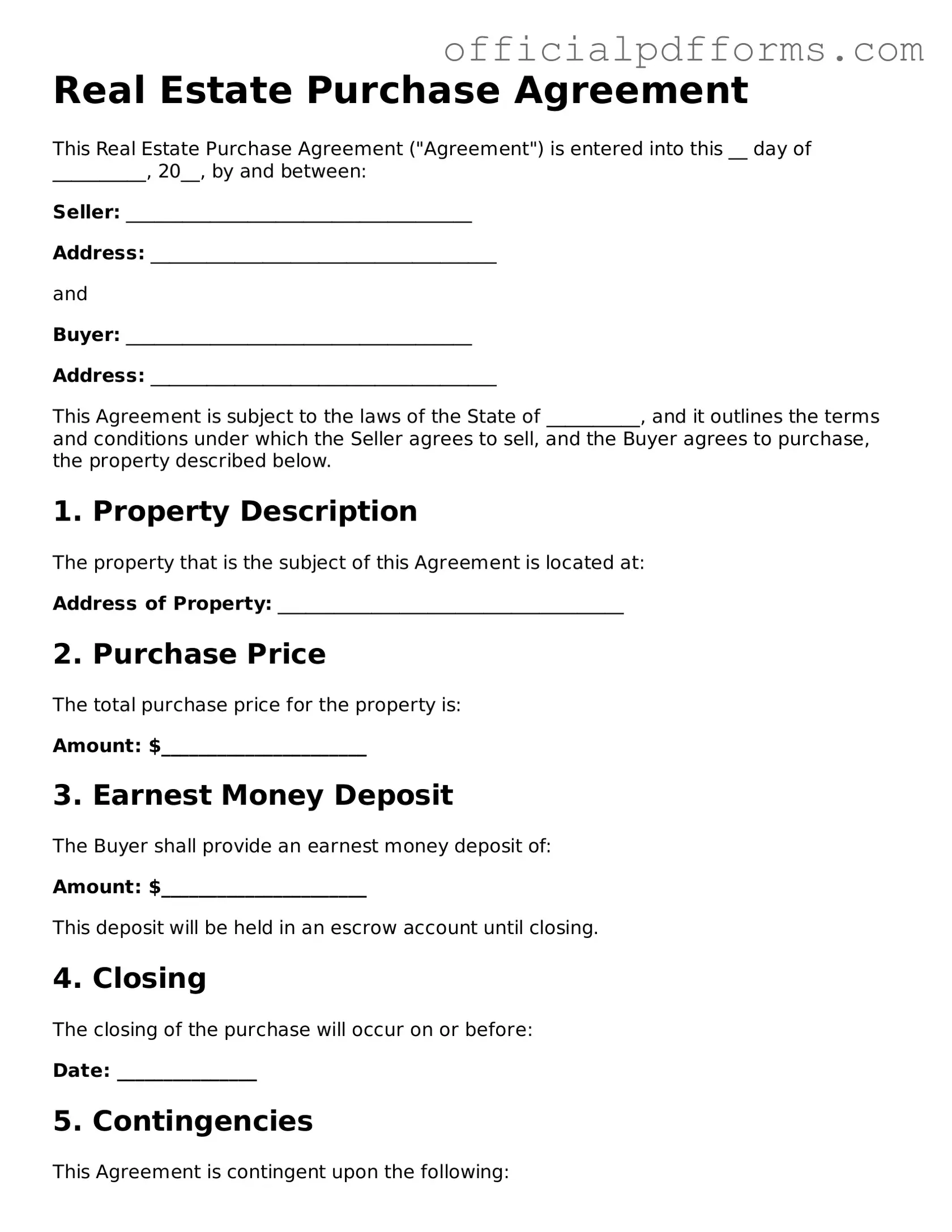 Valid Real Estate Purchase Agreement Document