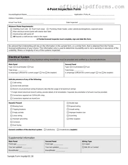 Fill in a Valid 4 Point Inspection Form